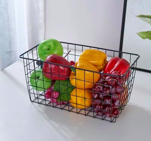4 Pack【Extra Large】Hanging Kitchen Basket,Wire Storage Basket,with Traceless Tape and 3M High-Strength Plastic Hooks,no Drilling,for Cabinet Storage,Kitchen,Bathroom,Storage Room,large capacity - Image 5