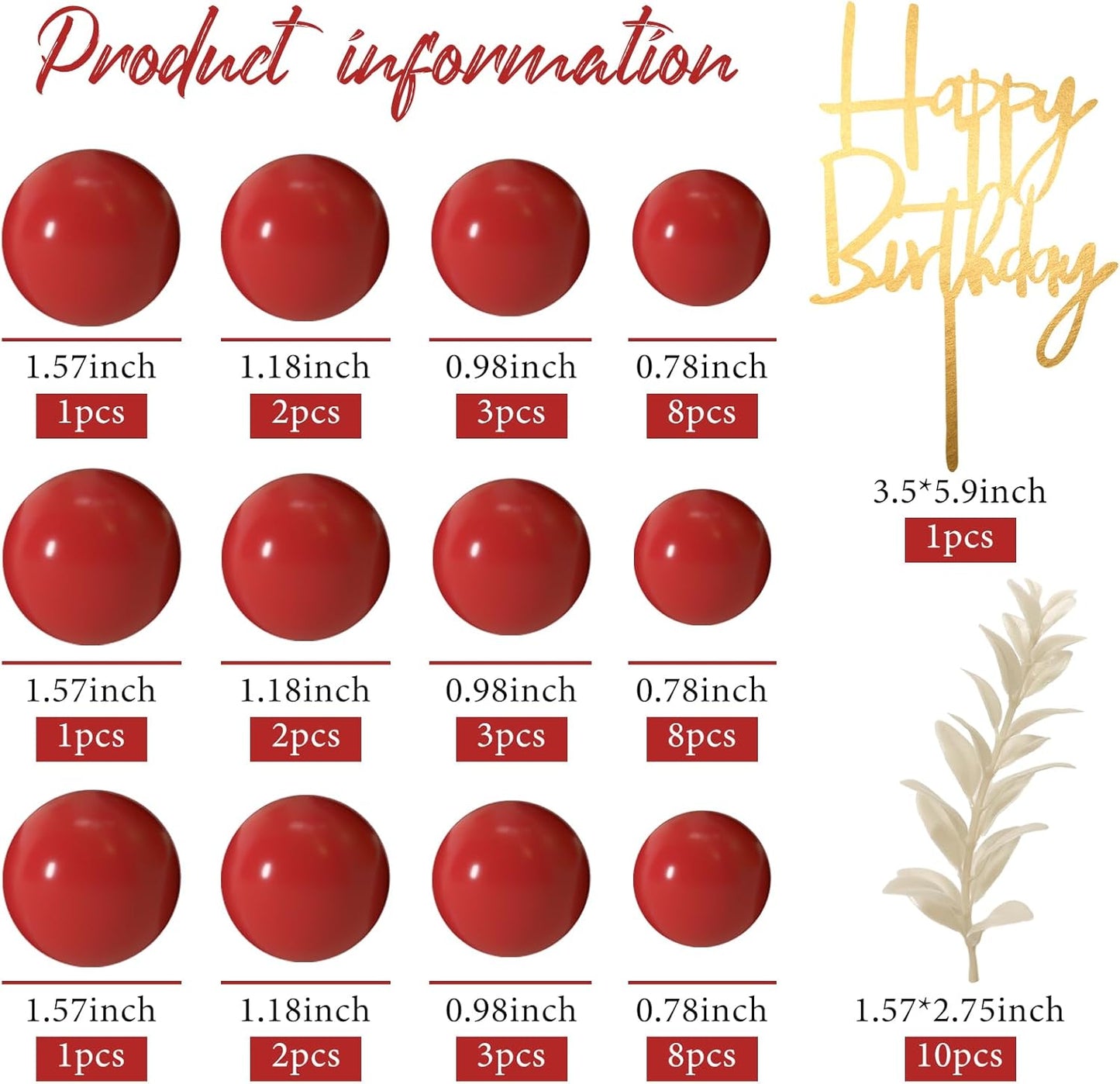 MIAHART Ball Cake Toppers Boho Grass Cake Topper Ball Cake Insert Decoration for Birthday Wedding Baby Shower Party Decorations Boho Themed Party Supplies (Red)