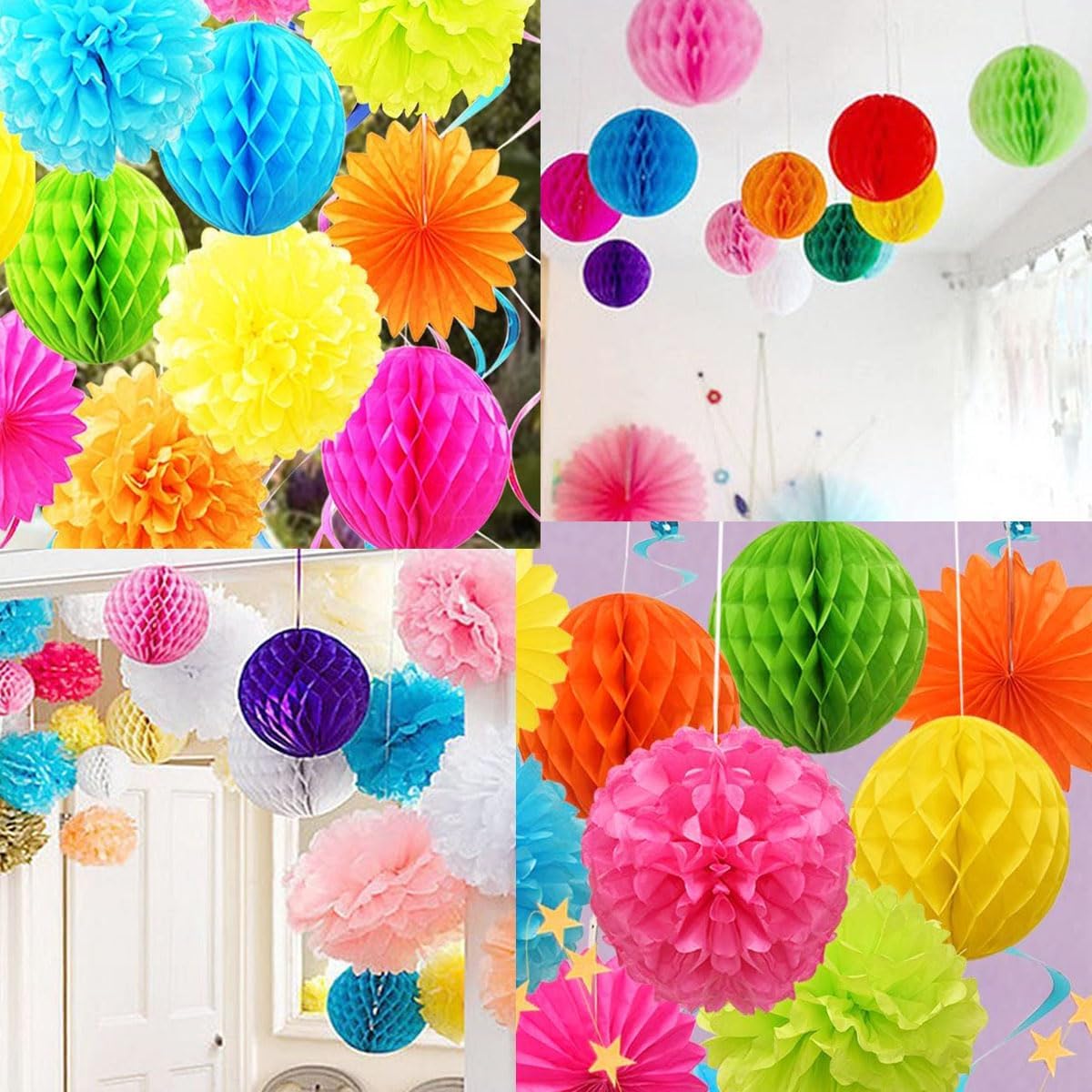 8pc Honeycomb Balls Party Decorations 8'' 10'' Tissue Paper Pom Poms Flower Balls Hanging Paper Honeycomb Balls for Party Baby Shower Birthday Wedding Nursery Wall Decor(8'' 10'' Red)