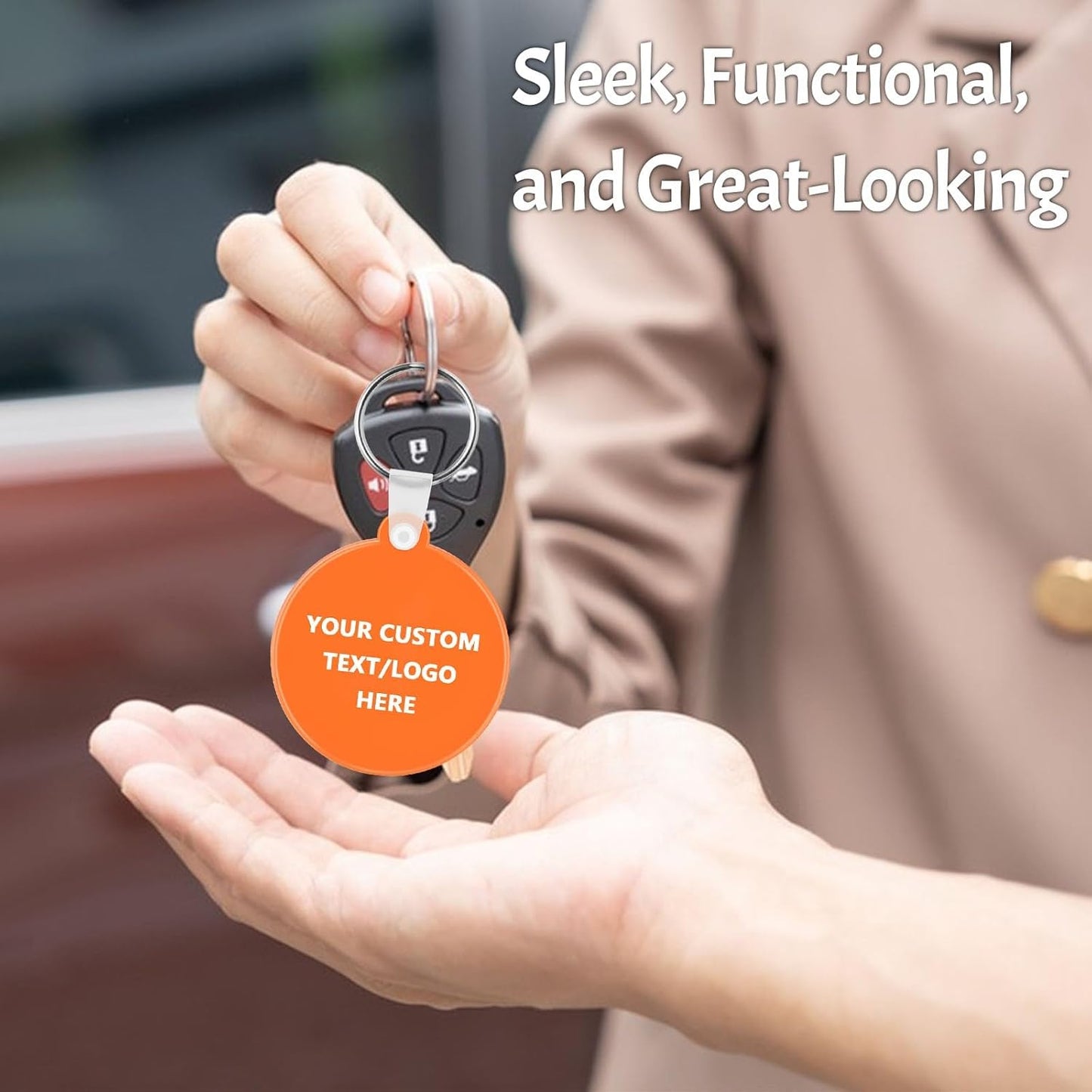 Custom Round Soft Keychains 50 Pack, Personalized Logo, Text Bulk - Perfect for Tradeshows, Party Favors, Events - Customizable Key Tags