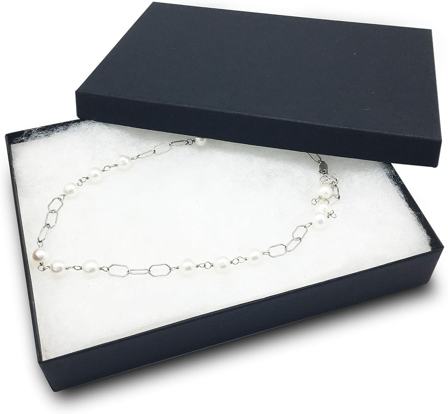 TheDisplayGuys - 25-Pack #53 Kraft Paper Cardboard Gift Boxes/Jewelry Cases w. Cotton Padding & Lid - Matte Black - (5.4" x 3.9" x 1.0")