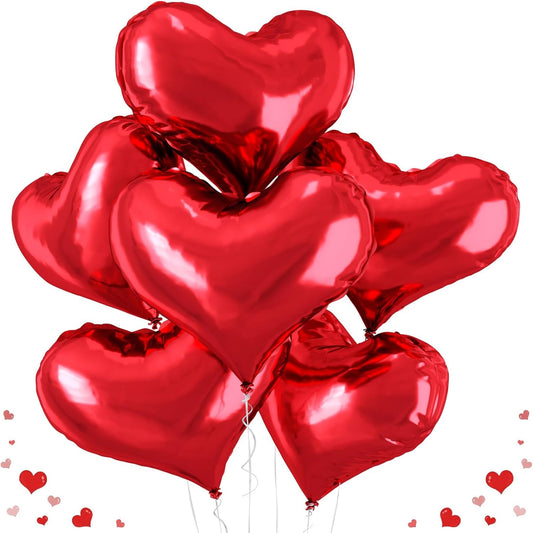 24 Inch Red Heart Balloons, Heart Shaped Valentines Foil Balloons, Red Love Helium Balloon for Valentines Day Bridal Shower Anniversary Wedding Birthday Engagement Party Decorations