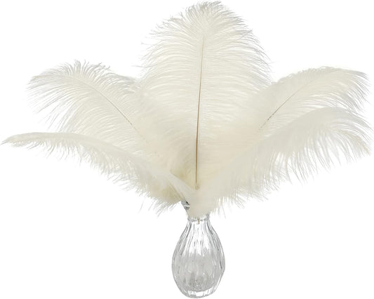 Ballinger Beige Ostrich Feathers Bulk - 24pcs 12-14inch Cream Feathers for Vase,Wedding Party Centerpieces and Home Decor