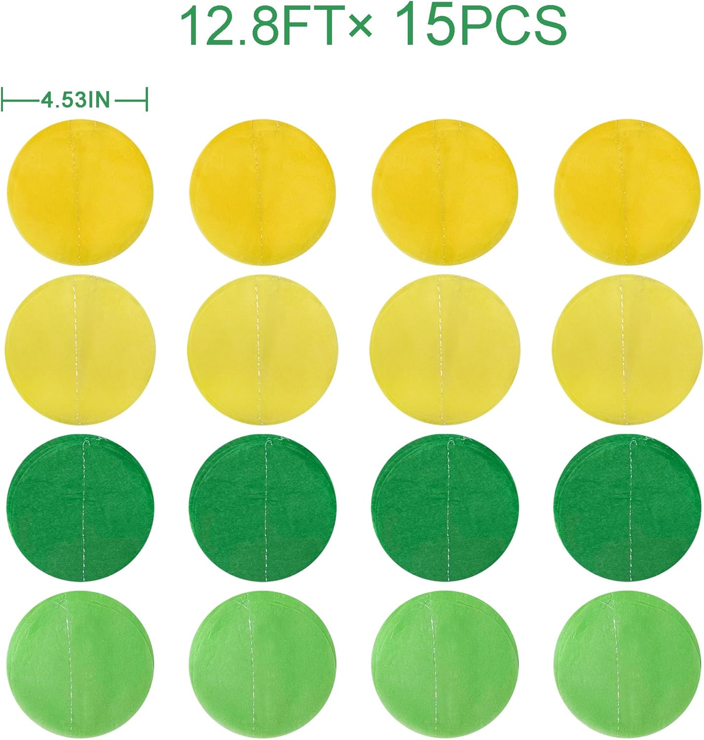205Ft Yellow Green Party Decorations Ombre Green Yellow Circle Dot Backdrop Garland Tissue Paper Polka Dots Hanging Streamer for Spring Summer Birthday Engagement Wedding Bridal Shower Party Supplies