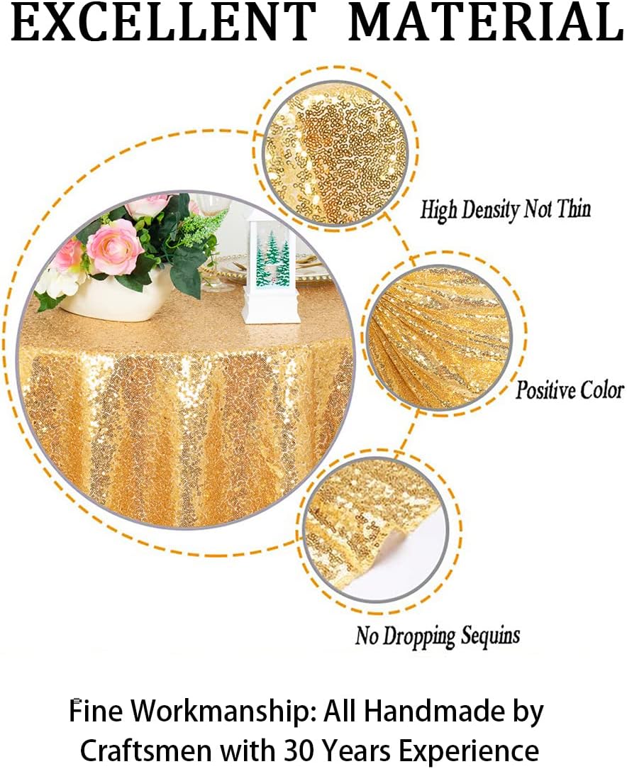 ShinyBeauty Sequin Tablecloth-Gold Sequin Table Overlay and Sequin Tablecloth/Linen for Wedding/Party/Event/Decoration-Gold (36inx36in)