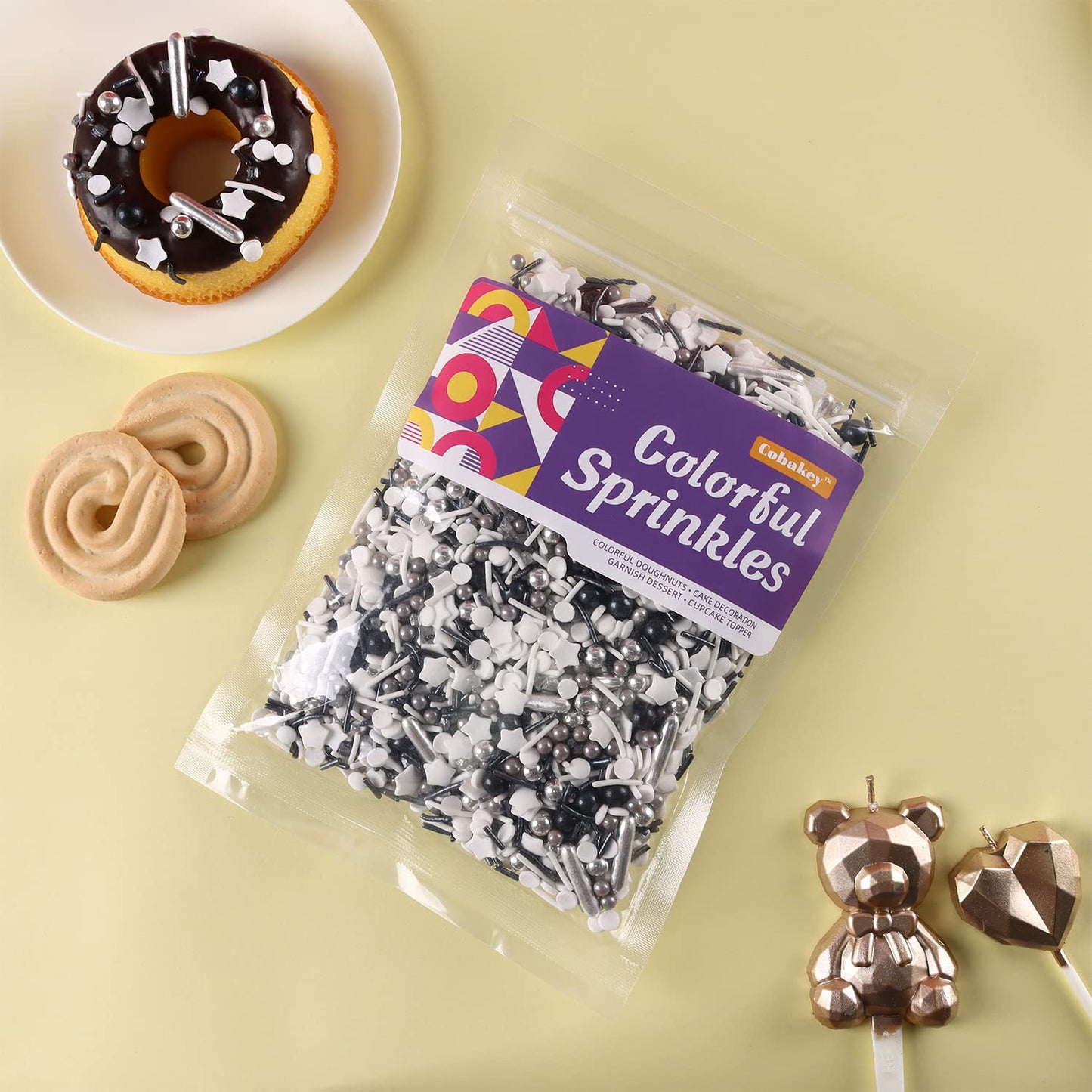 Sprinkles For Cake Decorating, Cupcake, Cookies, Ice Cream Topper, 7 Ounces Gold And Silver Cake Sprinkles Baking, Perfect For Birthdays, New Year’S Eve, Graduations (Sparkling)