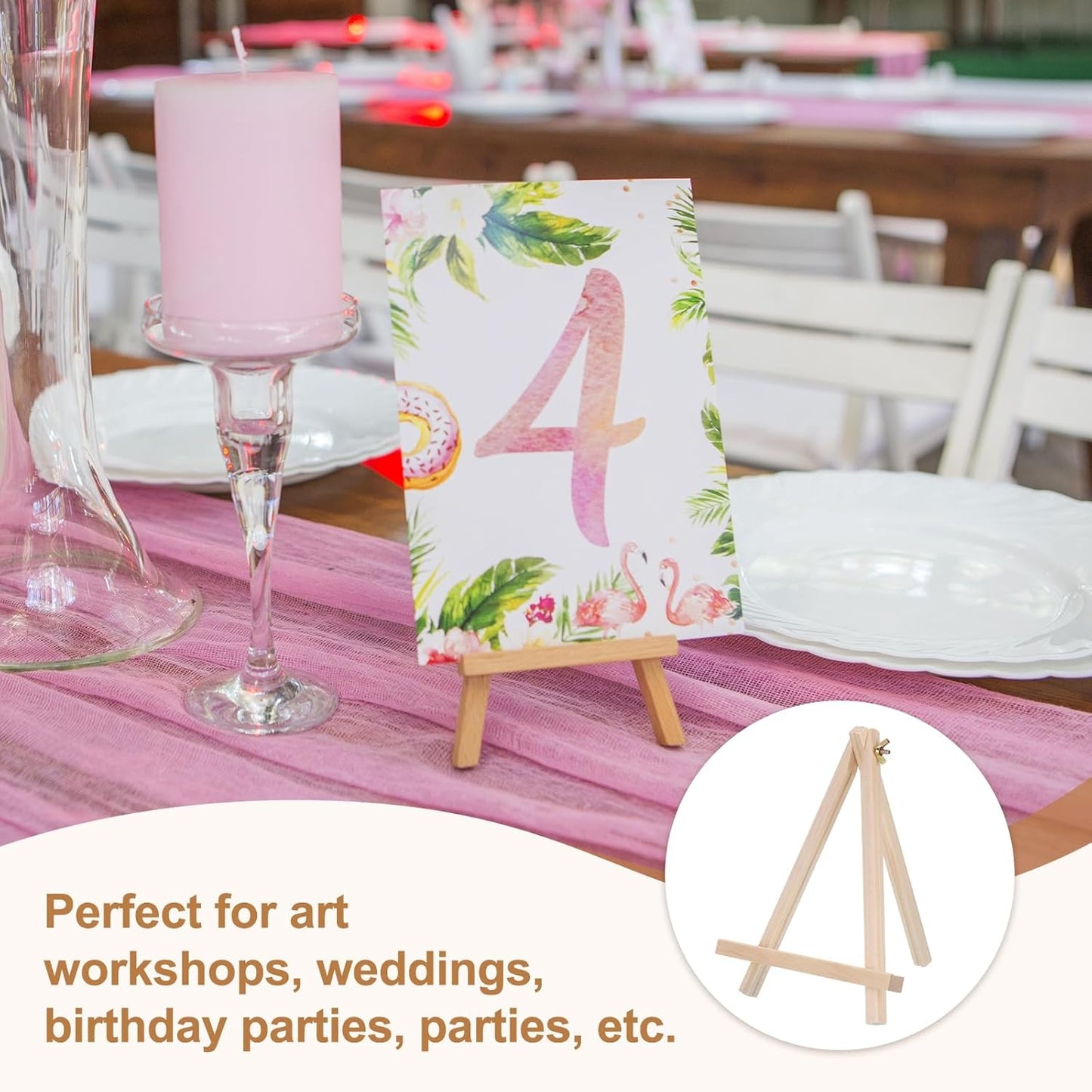 MECCANIXITY Mini Wood Display Easels, 11.8"x7.9"A-Frame Painting Tabletop Easels Holder Stand for Artists Beginners Displaying Small Canvases Art Photos Business Cards(Pack of 3, Wood Color)