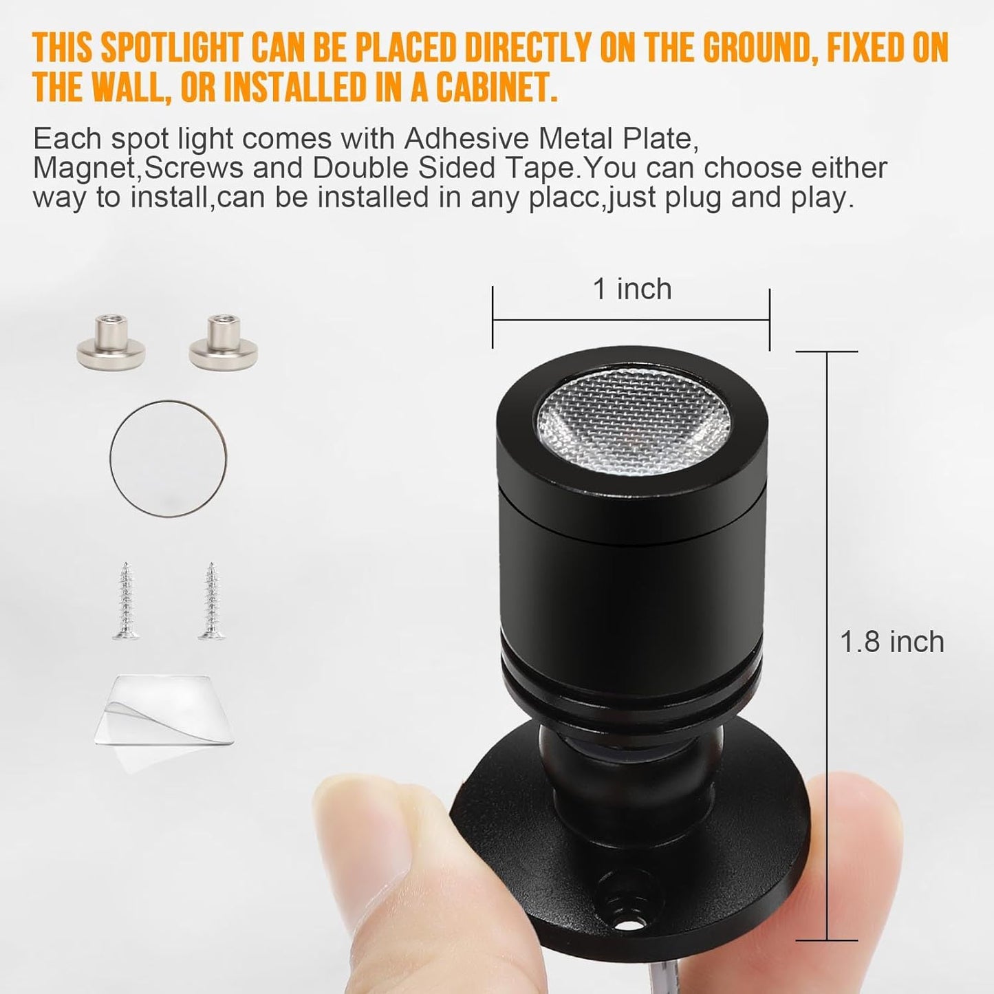 Taysing LED Spot Light Indoor Little Mini Spotlight Accent Lights for Display, Paintings, Pictures, Plants, Jewelry, Shelves, Cabinets, Posters, Showcase(Cold White-2 Pack Push Switch)