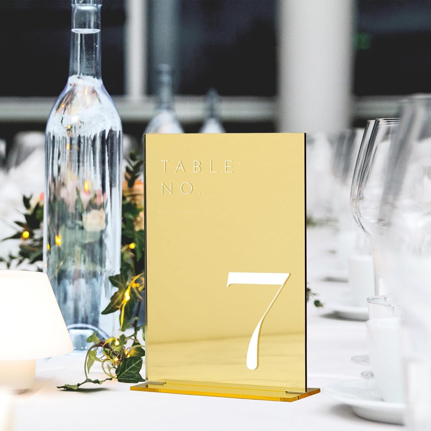 JINMURY Gold Wedding Table Numbers 1-20 with Stands, 5"x7" Gold Mirror Acrylic Table Numbers, Perfect for Wedding Reception, Party, Anniversary, Event