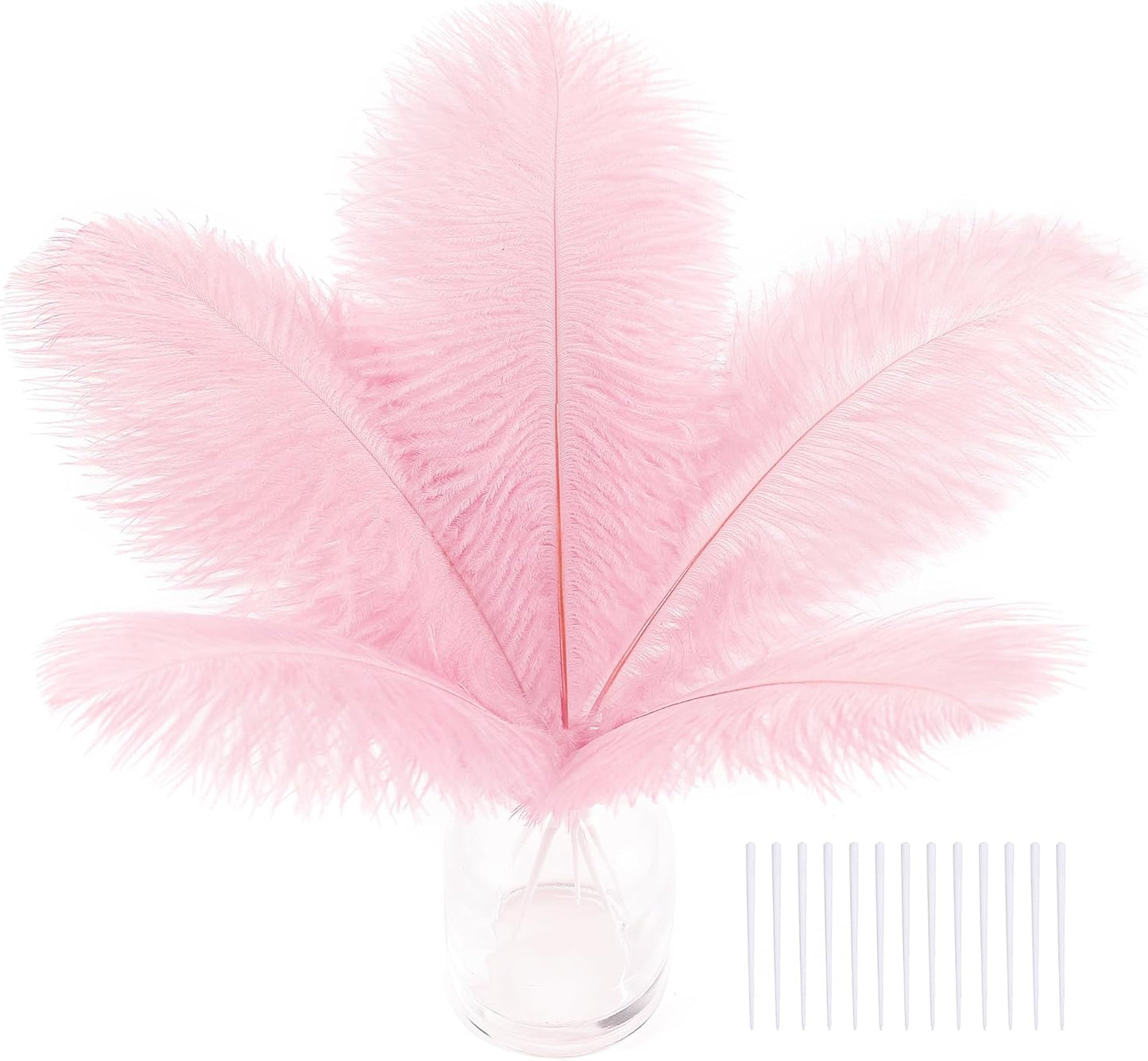 SOGUGOM Pink Craft Ostrich Feathers - 30PCS 8-10 inch Ostrich Feathers Kit for Centerpieces, Kindergarten Crafts, Dream Catchers and DIY Projects(Light Pink)
