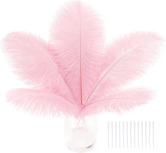 SOGUGOM Pink Craft Ostrich Feathers - 30PCS 8-10 inch Ostrich Feathers Kit for Centerpieces, Kindergarten Crafts, Dream Catchers and DIY Projects(Light Pink)