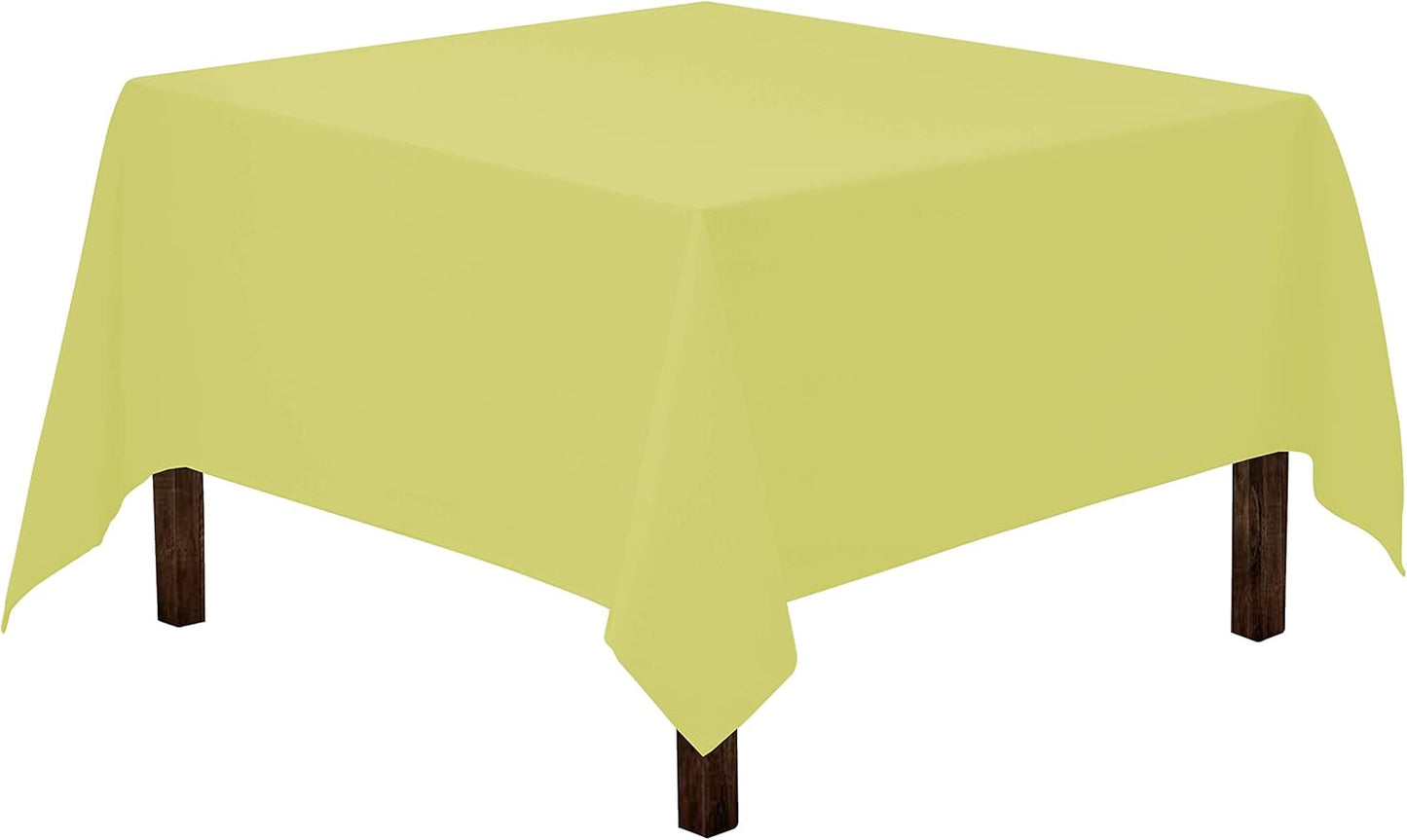 Gee Di Moda Square Tablecloth - 85 x 85 Inch Yellow Table Cloth for Large Square or Round Tables - Heavy Duty Washable Fabric - for Buffet Table, Holiday Party, Dinner, Wedding & Baby Shower