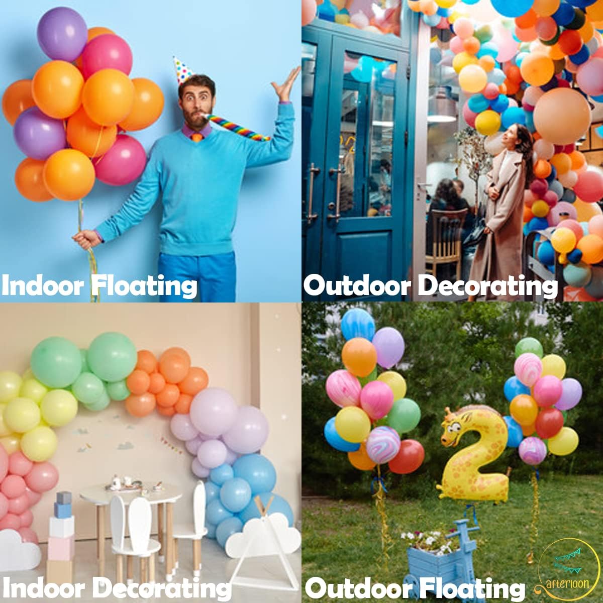 AFTERLOON® Biodegradable Balloons 24 pcs Pearlized Turquoise Blue (Tiffany) 10 Inch, Pearlescent Thickened Extra Strong Natural Latex Helium Float, Colorful Bulk Color Globos Para Decoration De Kids