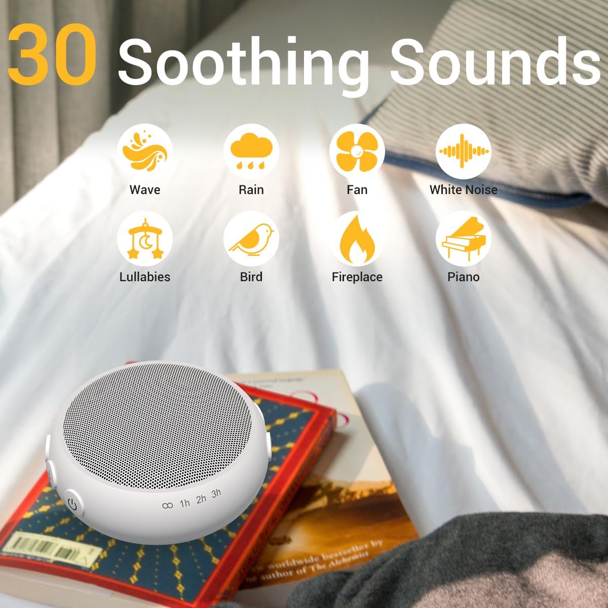 Sleep Sound Machine White Noise Machine with 32 Calming Sounds 36 Volume Levels Pink Brown Noise Machine for Baby Kid Adult with 4 Timer Noise Canceling Machine for Office Privacy (U-White)