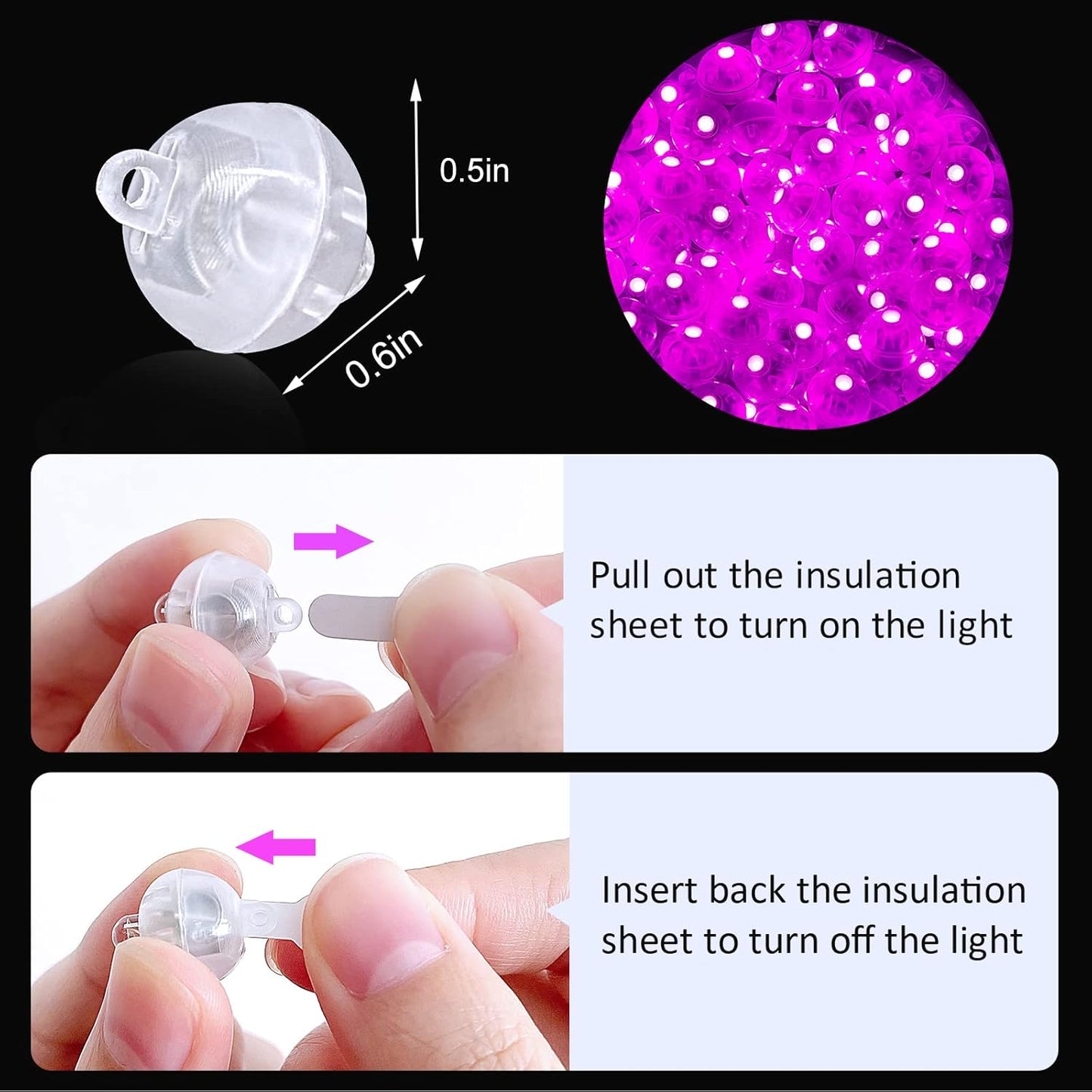 50PCs Mini Led Lights, Led Balloons Light for Neon Party Lights, Paper Lanterns, Easter Eggs, Birthday Party, Wedding, Halloween, Christmas Decoration (Glow Steadily Pink)