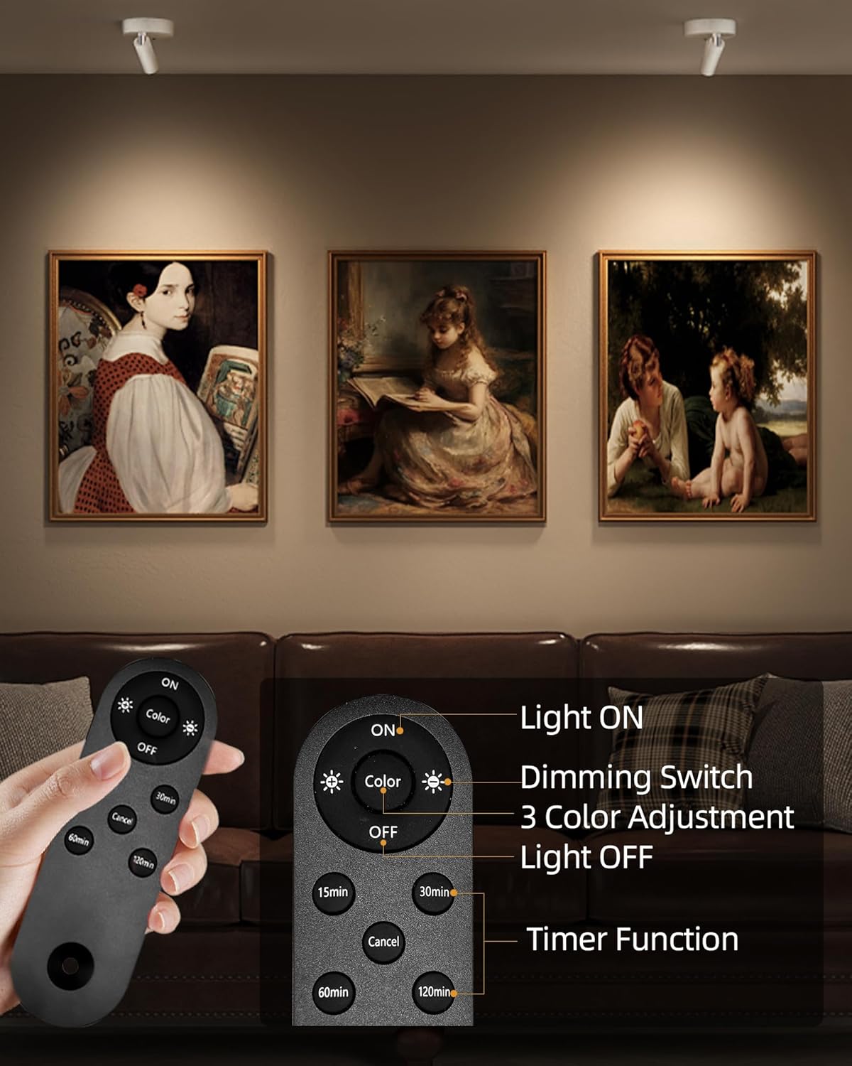 EZVALO Spot Lights Indoor,5500mAh Rechargeable Plants Spotlights with Remote,Wireless Mini Art Accent Spot Lights with Timer＆Dimmable, 3CCT, Uplights Indoor for Plants,Display,Artwork(4Pack-White)