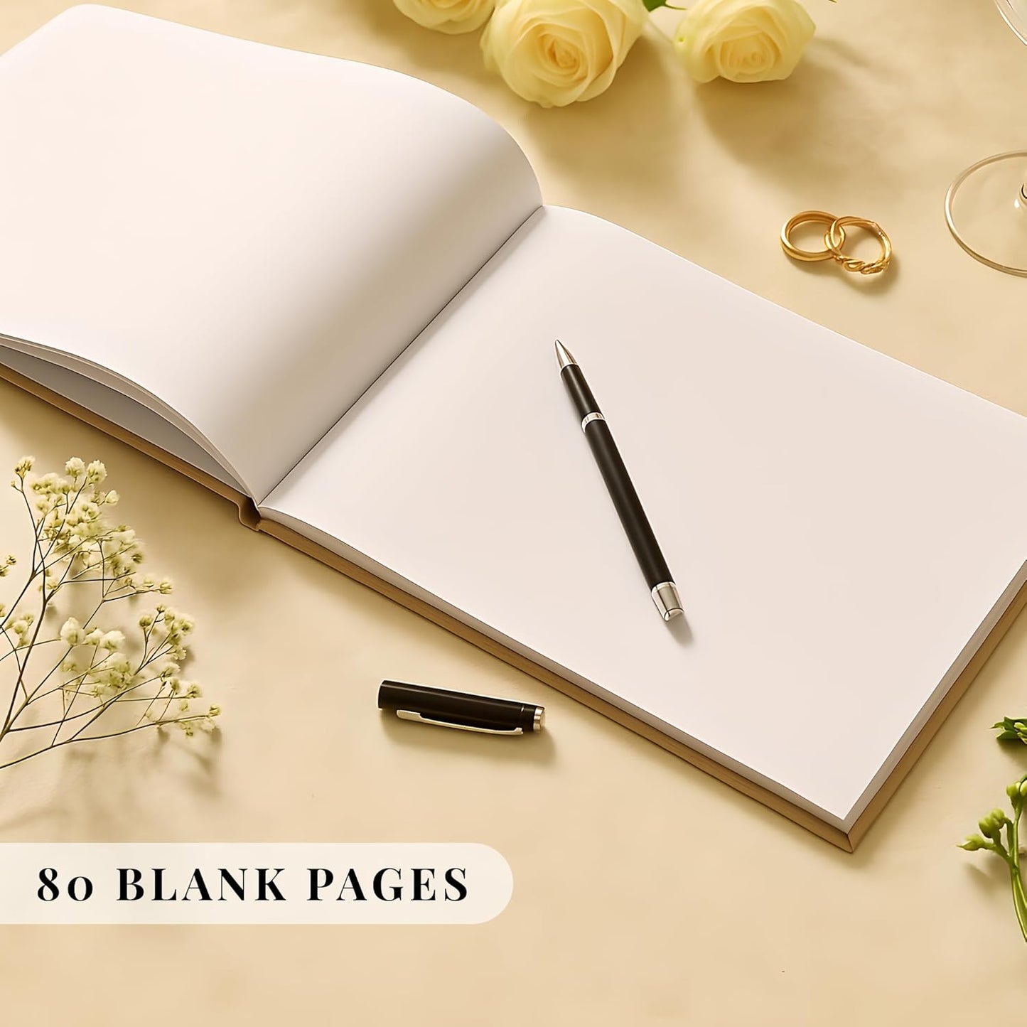 Wedding Guest Book – Personalized Polaroid Guest Book for Wedding Reception, Custom Sign In Photo Book with Blank Pages, Elegant Keepsake for Guests (Beige Minimal)