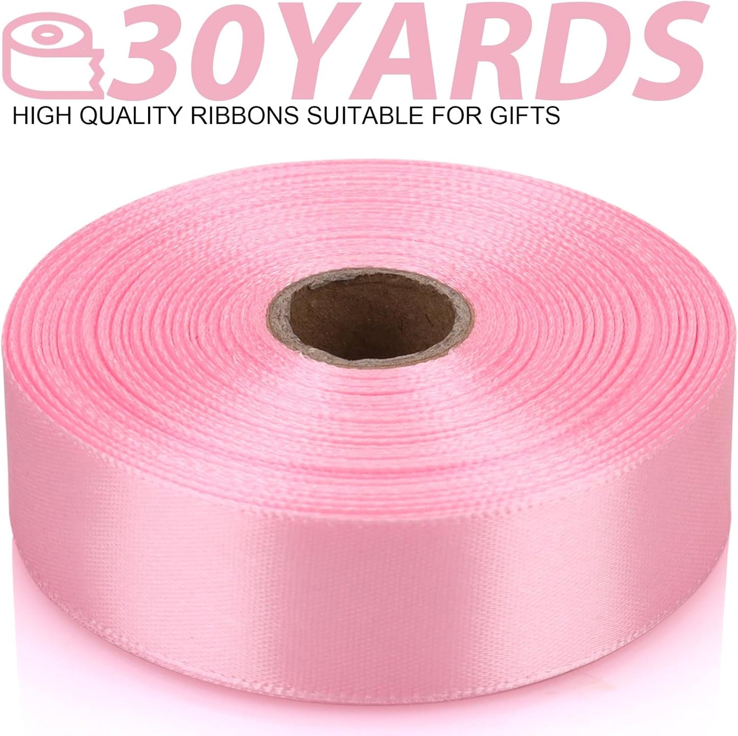 Light Pink 7/8 Inch 30 Yards Satin Craft Ribbon - Single Face Polyester Ribbon for Handmade Roses, Gift Wrapping, Timeless Flower, Bouquets, Wedding and Party Decoration