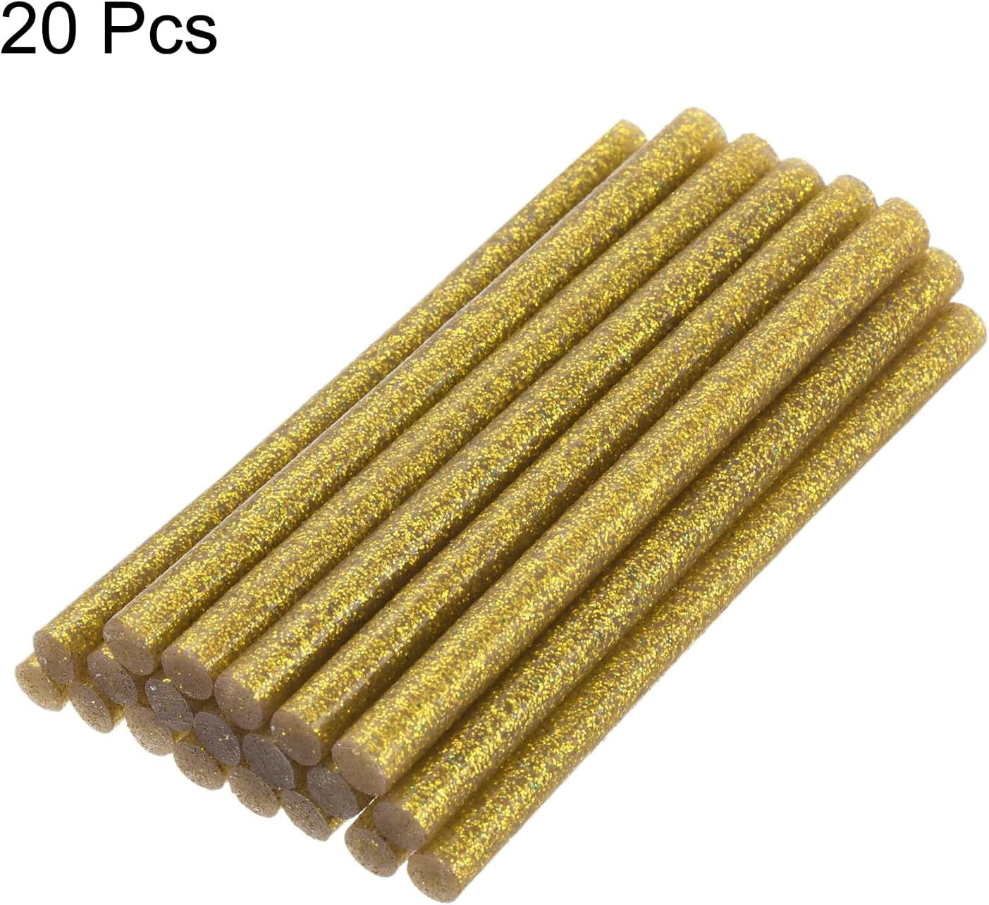 uxcell 20pcs Hot Glue Sticks for Glue Gun 7mm/0.27-inch x 8-inch Mini Hot Melt Adhesive Glue Stick Glitter Gold