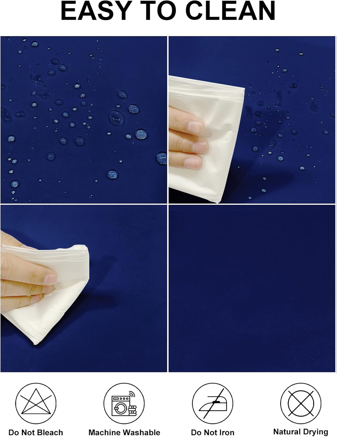 Fokitut 2 Pack Waterproof Round Tablecloth, 120 Inch, Stain Resistant and Wrinkle Polyester Table Cloth, Fabric Table Cover for Kitchen Dining, Wedding, Party, Holiday Dinner-Royal Blue
