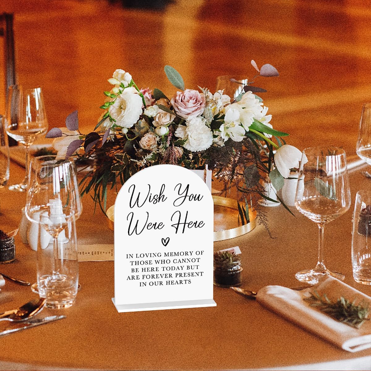 Acrylic Wedding Sign Wedding Signs for Ceremony Wish You Were Here Sign for Wedding Modern Calligraphy Arch Acrylic Table Top Sign for Wedding Reception and Event Party Table(white）