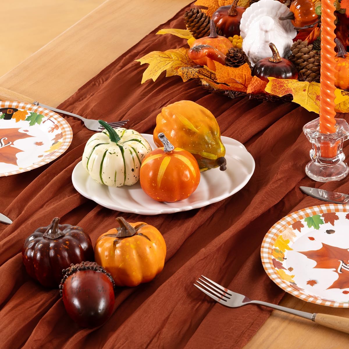 Terracotta Cheesecloth Table Runner Fall Burnt Orange Cheese Cloth Table Runner 120 Inches Rust Thanksgiving Fall Table Decorations for Friendsgiving Wedding Bridal Baby Shower Party