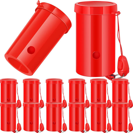 12 Pcs Mini Air Horns 3 Inch Noisemakers for Sporting Events Parties Celebrations Loud Noise Maker Blow Horn Noise Whistle with Lanyard for Birthday Party Celebrations Goodie Fillers(Red)