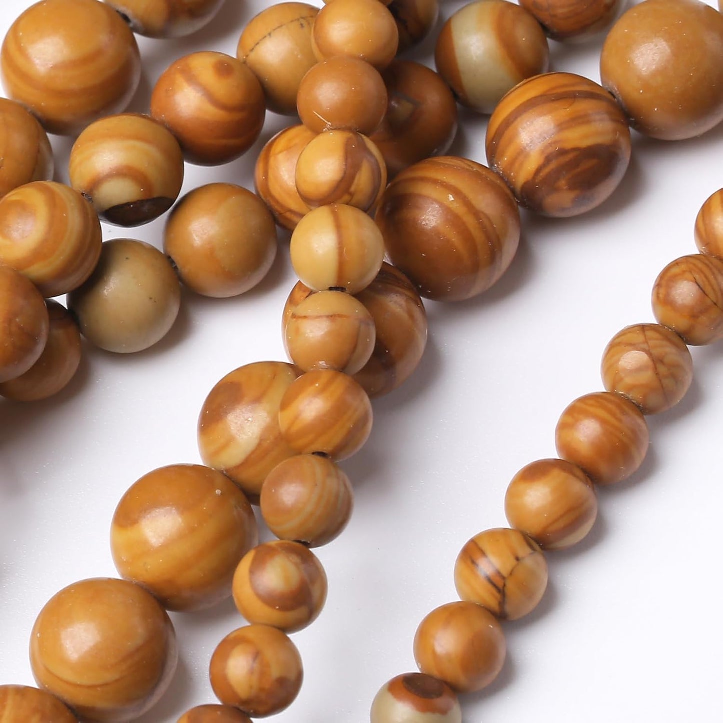 Yellow Woodgrain 12mm Stone Beads for Jewelry Making DIY Craft Gemstone Beads Kit (12mm, 30pcs) Smooth Healing Crystal Beads for Bracelets, Necklaces, Home Decor