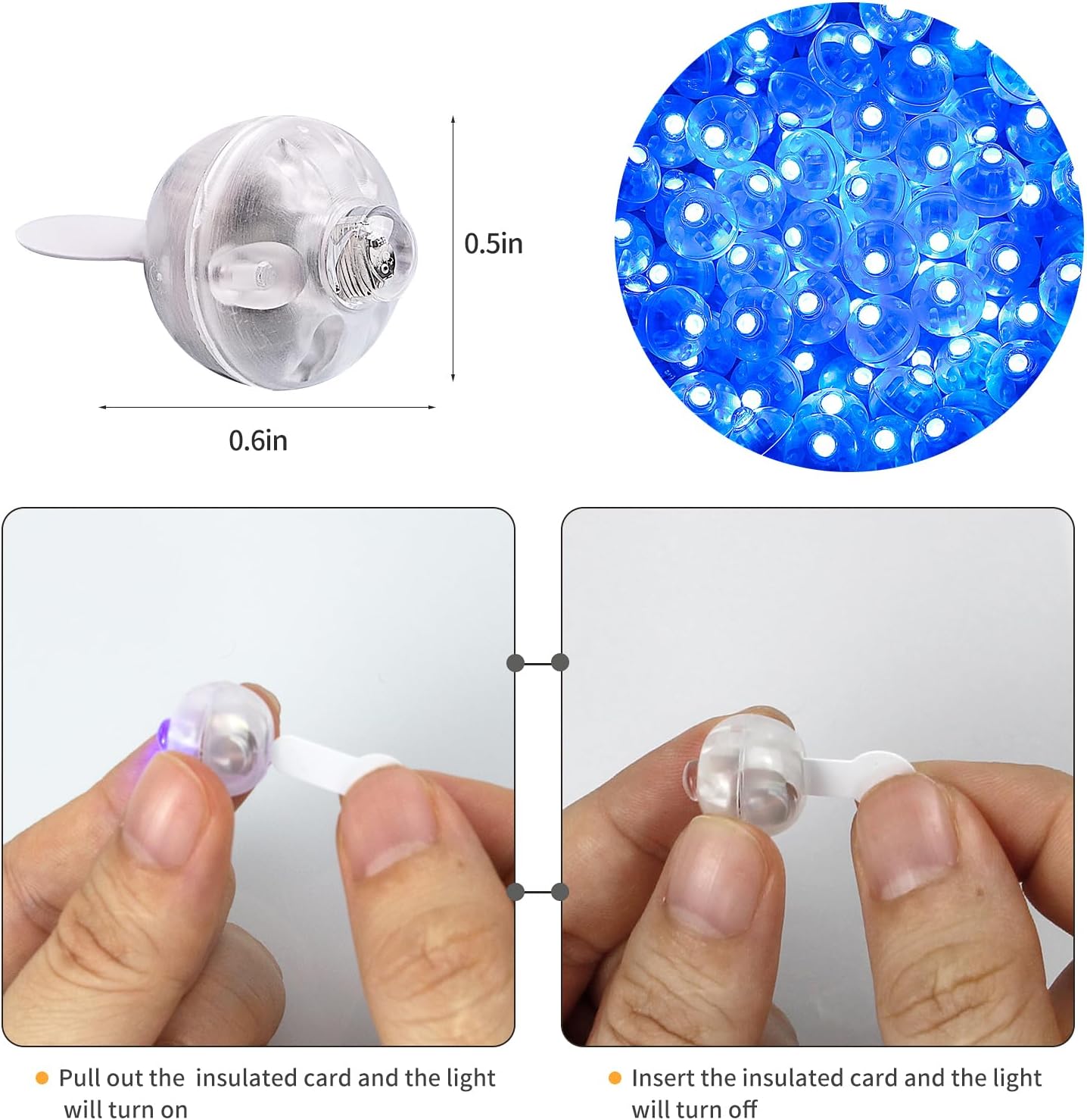 Aogist 100Pcs Blue Balloon Lights with Hook,Long Standby Time,Waterproof Mini Light for Birthday Party Wedding Christmas Halloween Easter Decorative (Flash)