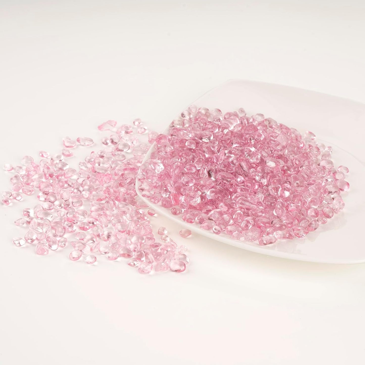 WAYBER Glass Stones, 1Lb/460g Irregular Sea Glass Dercorative Rocks Non-Toxic Artificial Crystal Pebbles for Aquarium Decoration/Vase Filler/Table Scatter/Handcraft/Jewelry Making/Gems Display, Pink