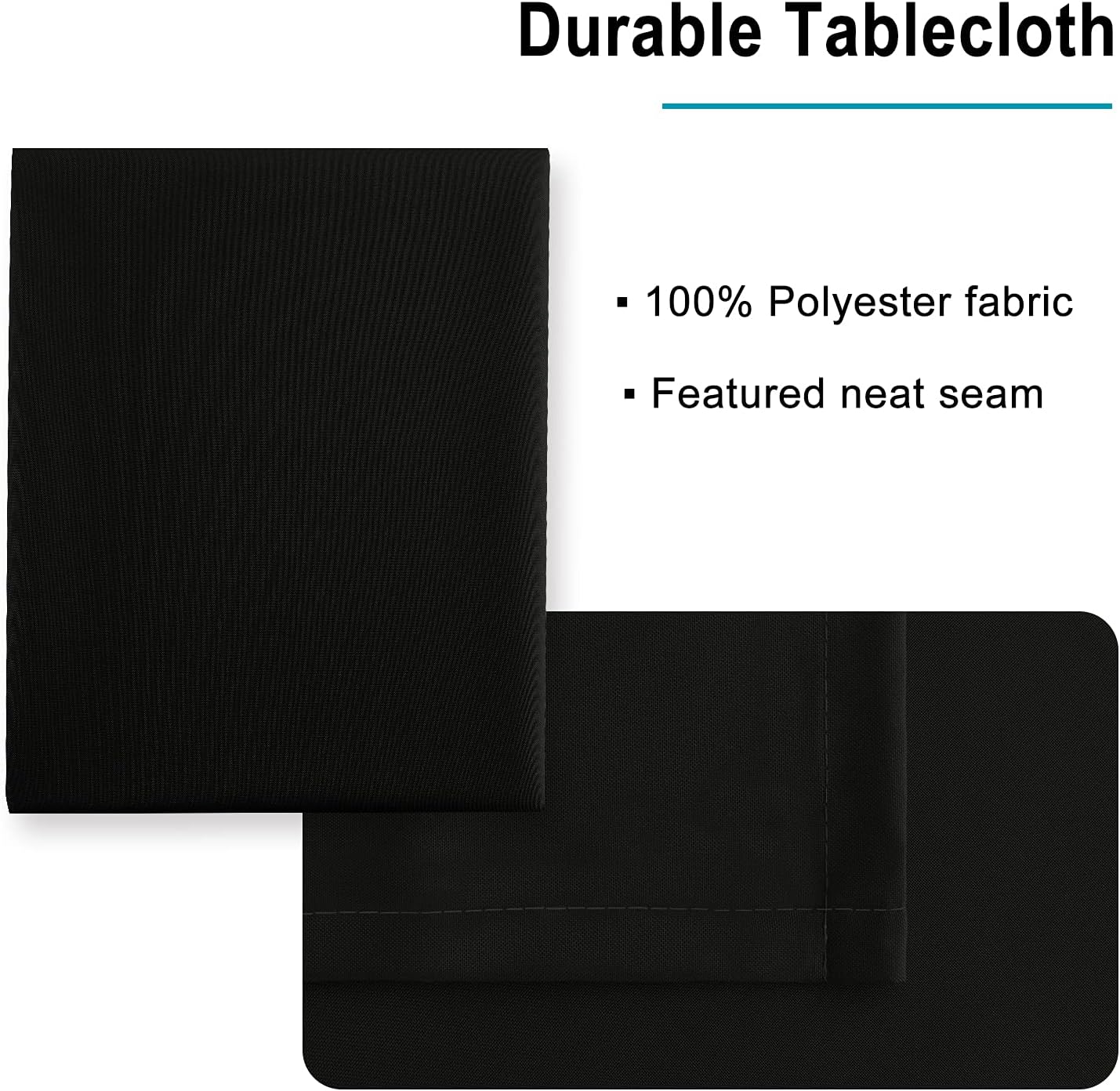 Hiasan Black Tablecloth for Rectangle Tables - Waterproof and Spillproof Washable Fabric Table Cloth for Dining Room Kitchen Party, 60 x 102 Inch