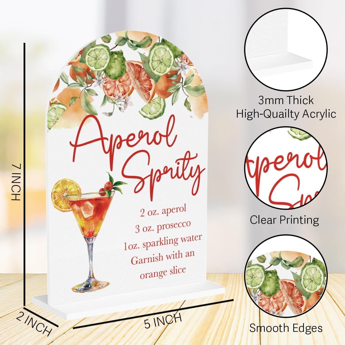 Aperol Spritz Decor Sign for Wedding Acrylic Arch Wedding Bridal Shower Baby Shower Welcome Table Signs for Ceremony and Reception Decor Aperol Spritz Party Decorations Gift 7 x 5 Inches