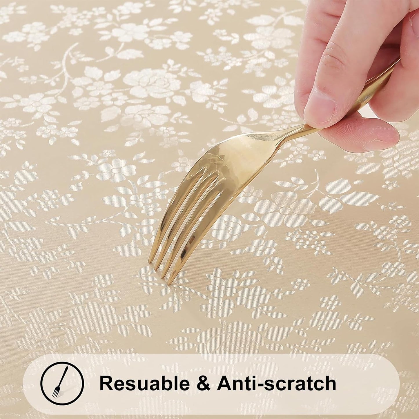 Smiry Rectangle Table Cloth, Waterproof Heavy Duty Vinyl Tablecloths, Wipeable Washable Table Cover for Kitchen and Dining Room (Beige, 60" X 102")