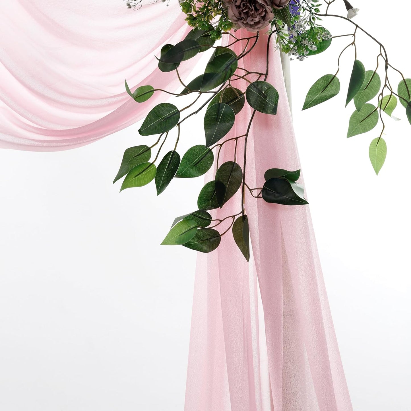 VDS Pack of 2 Panel (30 Inch X 50 Feet) Wedding Arch Draping Fabric Sheer Chiffon Fabric Drapery for Wedding Ceremony Reception Swag Backdrop Canopy Chuppah ARBO Altars Decoration (Blush Pink)