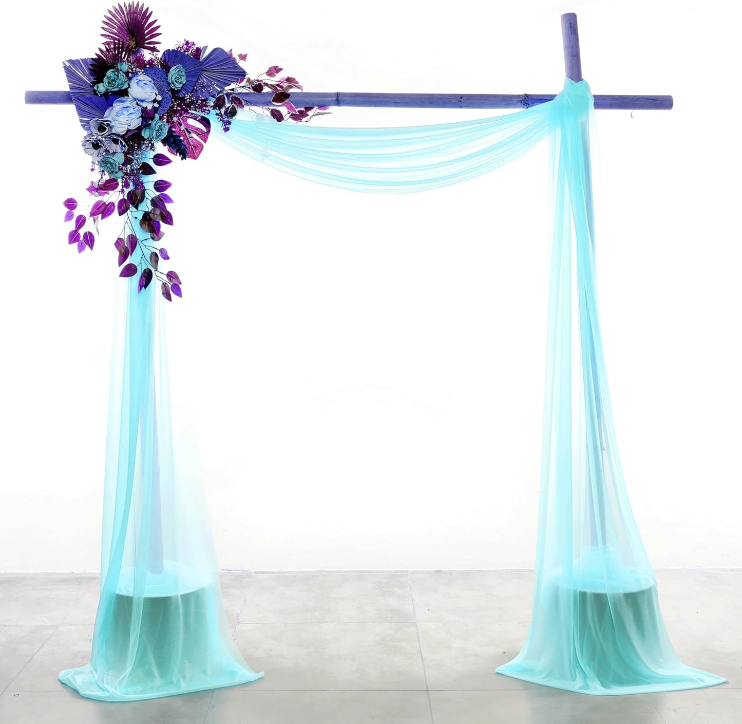 VDS Pack of 3 Panel (30 Inch X 20 Feet) Wedding Arch Draping Fabric Sheer Chiffon Fabric Drapery for Wedding Ceremony Reception Swag Backdrop Canopy Chuppah ARBO Altars Decoration (Teal)