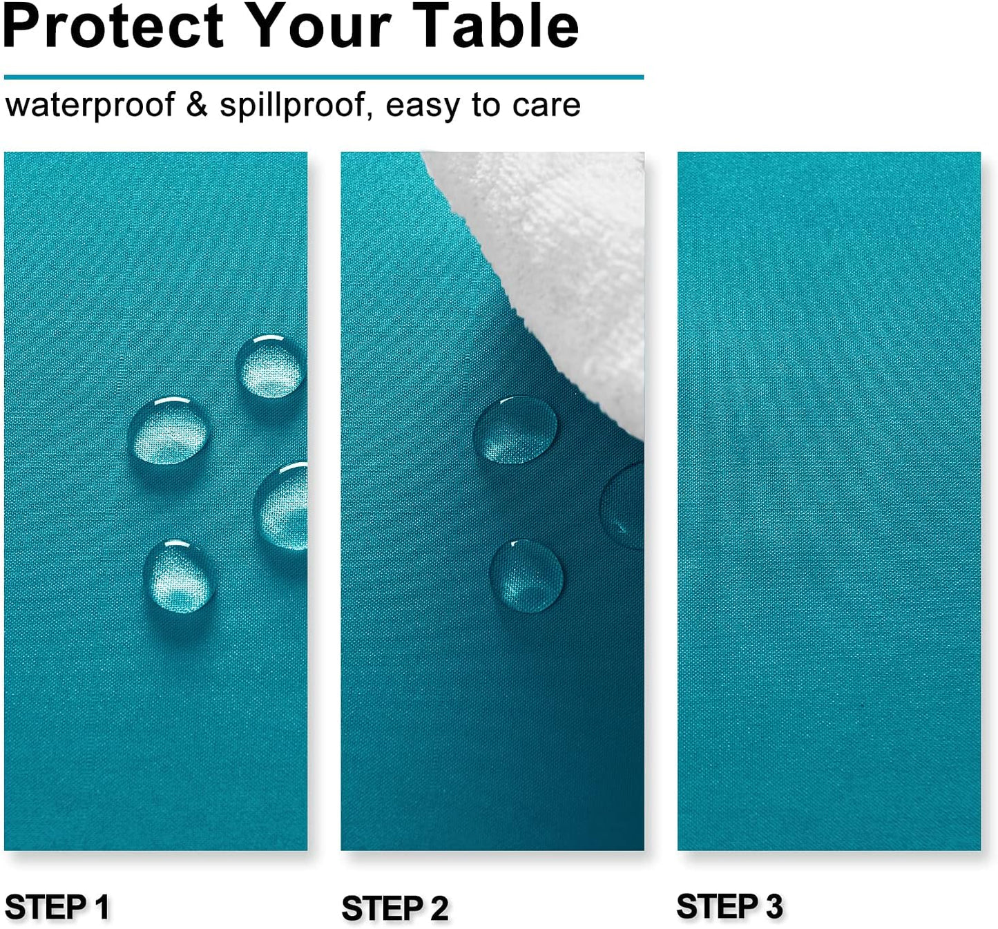Hiasan Small Tablecloth for Square Tables - Waterproof and Spillproof Washable Fabric Table Cloth for Dining Room Spring Party (Turquoise, 40 x 40 Inch)