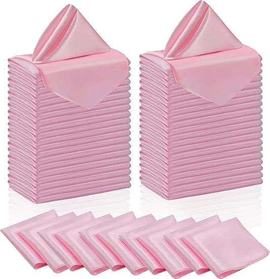 Manyshofu 60 Pieces Light Pink Satin Napkins - 20x20 Inches Cloth Napkins, Square Satin Fabric Napkin Set - Soft & Reusable Table Napkin for Wedding Dinner Party Lunch Banquet Restaurant Decoration