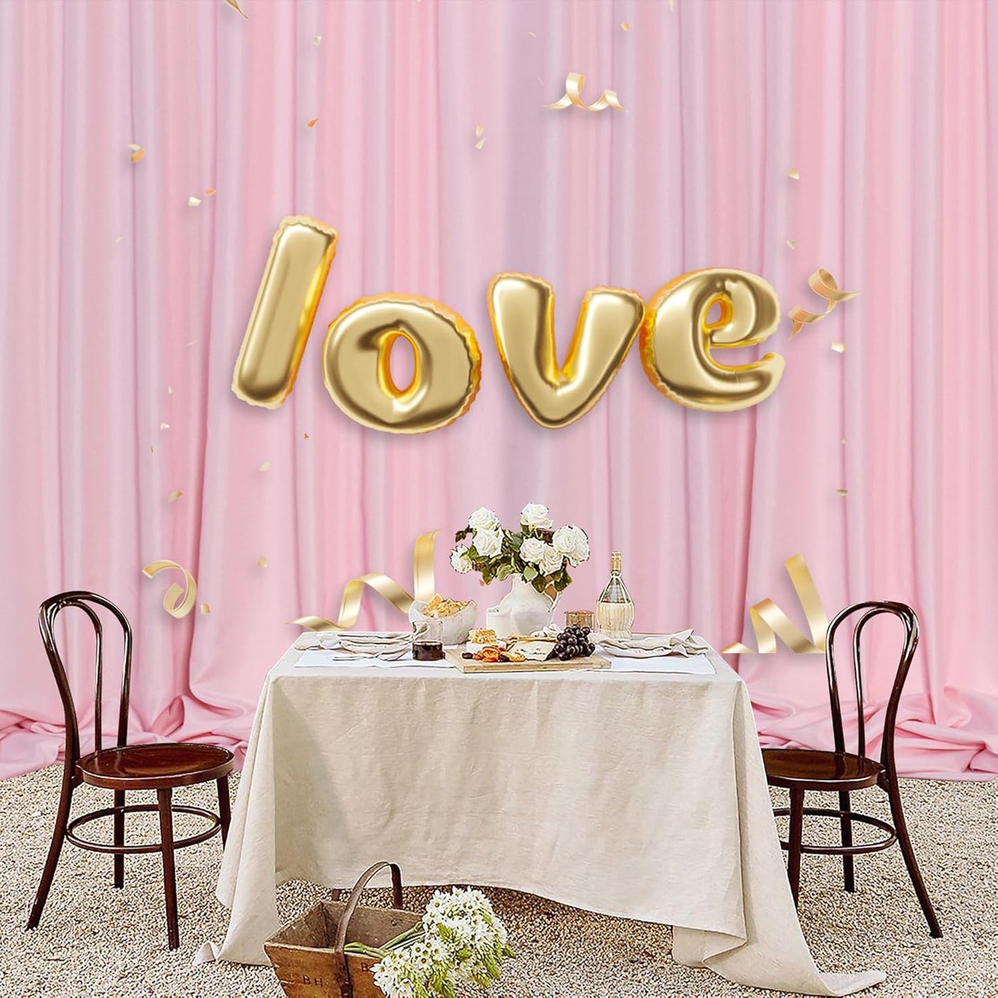 MEETSKY Pink Backdrop Curtain for Parties Baby Shower Pink Photo Curtains with Rod Pockets Backdrop Drapes Privacy Fabric Decoration for Wedding Birthday Gril Party Home Decor, 5ft x 8ft, 2 Panels