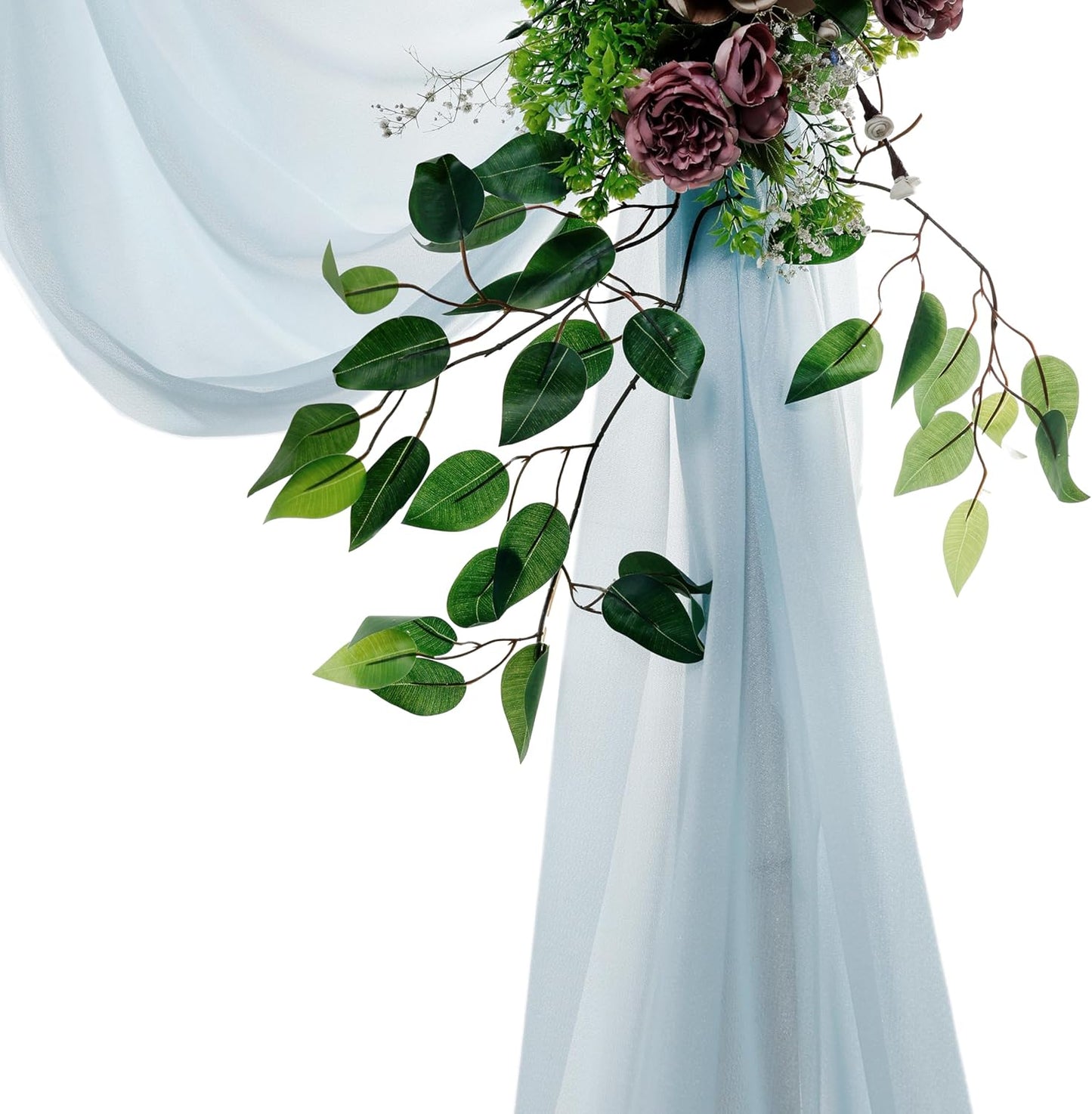 VDS Pack of 2 Panel (30 Inch X 50 Feet) Wedding Arch Draping Fabric Sheer Chiffon Fabric Drapery for Wedding Ceremony Reception Swag Backdrop Canopy Chuppah ARBO Altars Decoration (Baby Blue)