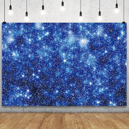 YongFoto Blue Glitter Backdrop 8x6ft Silver Light Spots Navy Blue Sequin Bokeh Photography Background Birthday Bridal Shower Wedding Photography Background Party Banner Decor Portraits Photoshoot