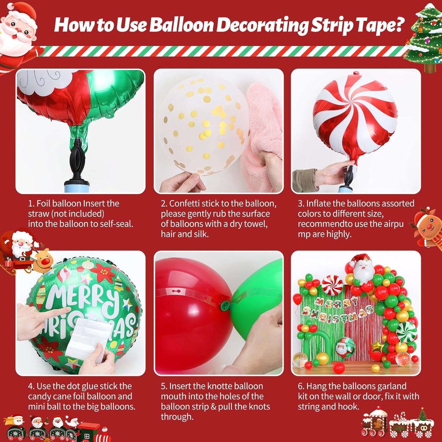 71 Pcs Christmas Balloons Garland Arch Kit Gold Sequined Balloons, Red Green Foil Fringe Curtain Christmas Birthday Backdrop Party Balloons Supplies