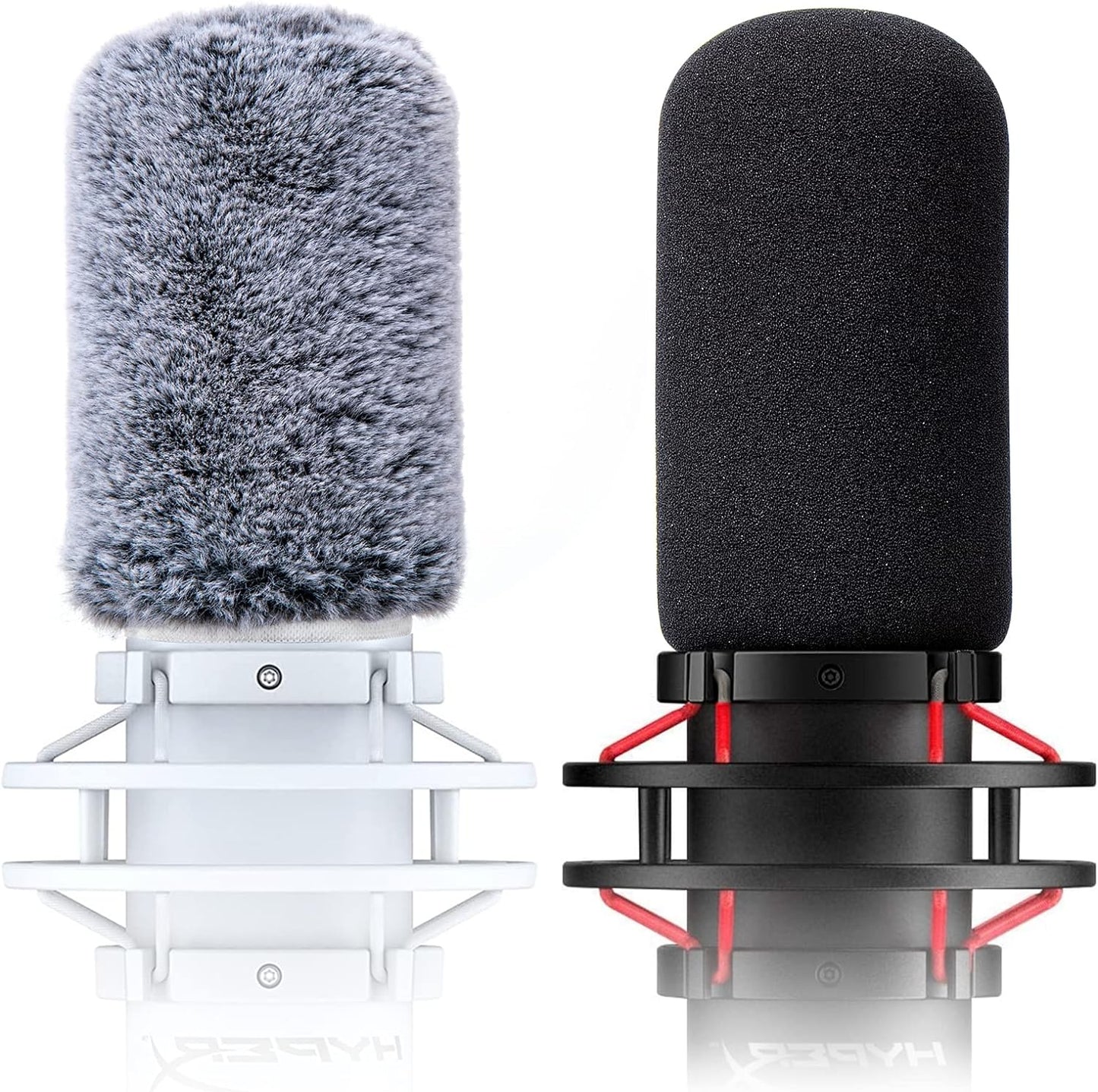 Microphone Windscreen Pop Filter Compatible with HyperX QuadCast - Mic Foam Cover with Furry Windscreen Muff for HyperX QuadCast S，QuadCast S White (2 Pack)