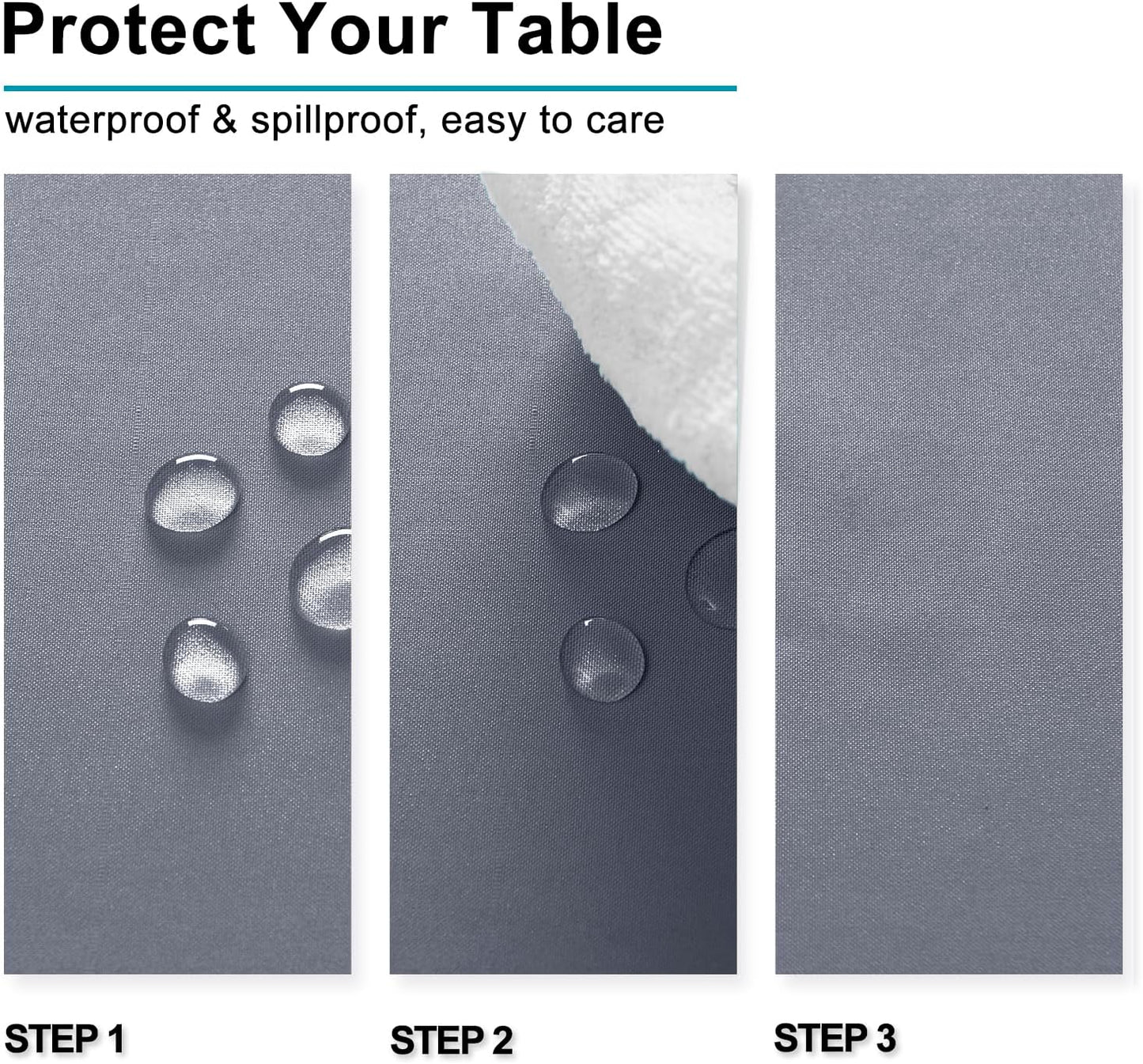Hiasan Light Gray Rectangle Tablecloth - Waterproof Spillproof and Wrinkle Resistant Washable Polyester Table Cloth for Dining Party, 60 x 102 inch