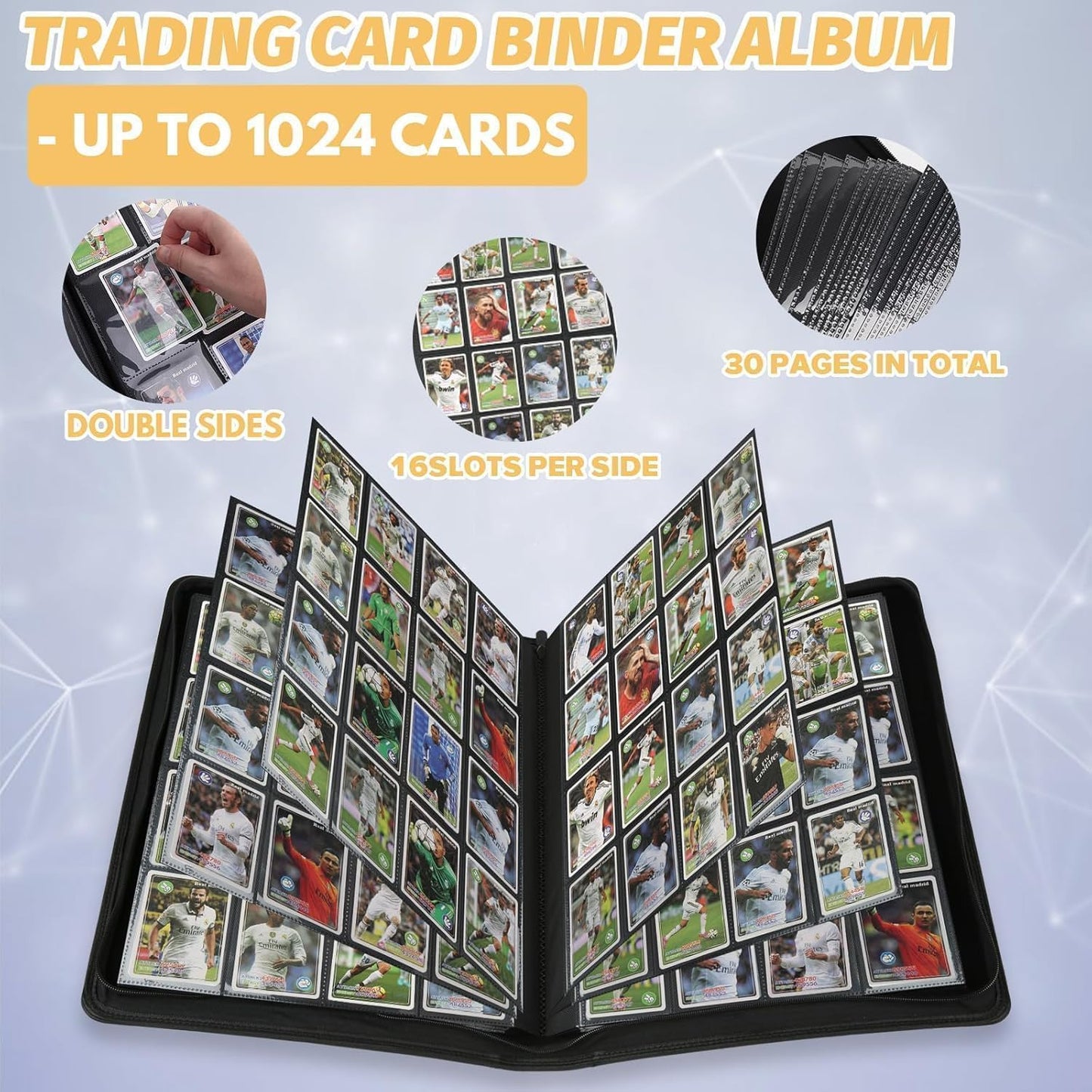 Premium Ringless Trading Card Binder - 1024 Capacity, 16 Side-Loading Pockets per Page, Archival Quality Protection & Anti-Slip Spine for TCG, MTG, Sports Cards (Red)