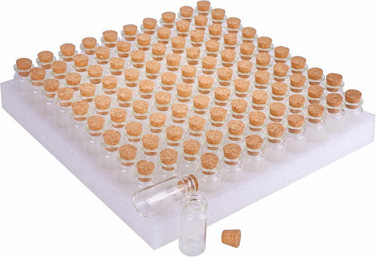 MaxMau 10ml Small Glass Bottles with Cork Stoppers,pack of 100 Vials Tiny Jars for DIY Art Crafts Projects Store Wishing Bottles Message Wedding Favors Gift