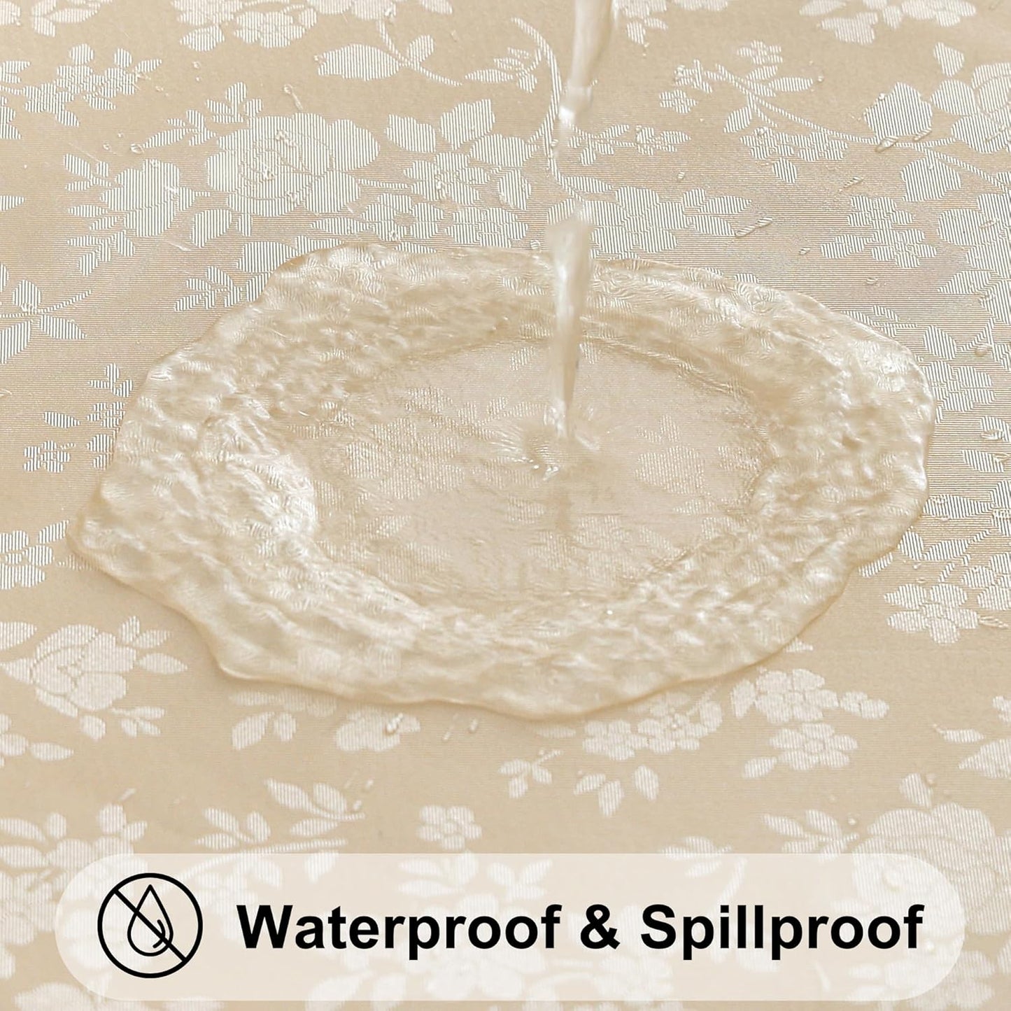 Smiry Rectangle Table Cloth, Waterproof Heavy Duty Vinyl Tablecloths, Wipeable Washable Table Cover for Kitchen and Dining Room (Beige, 60" X 102")