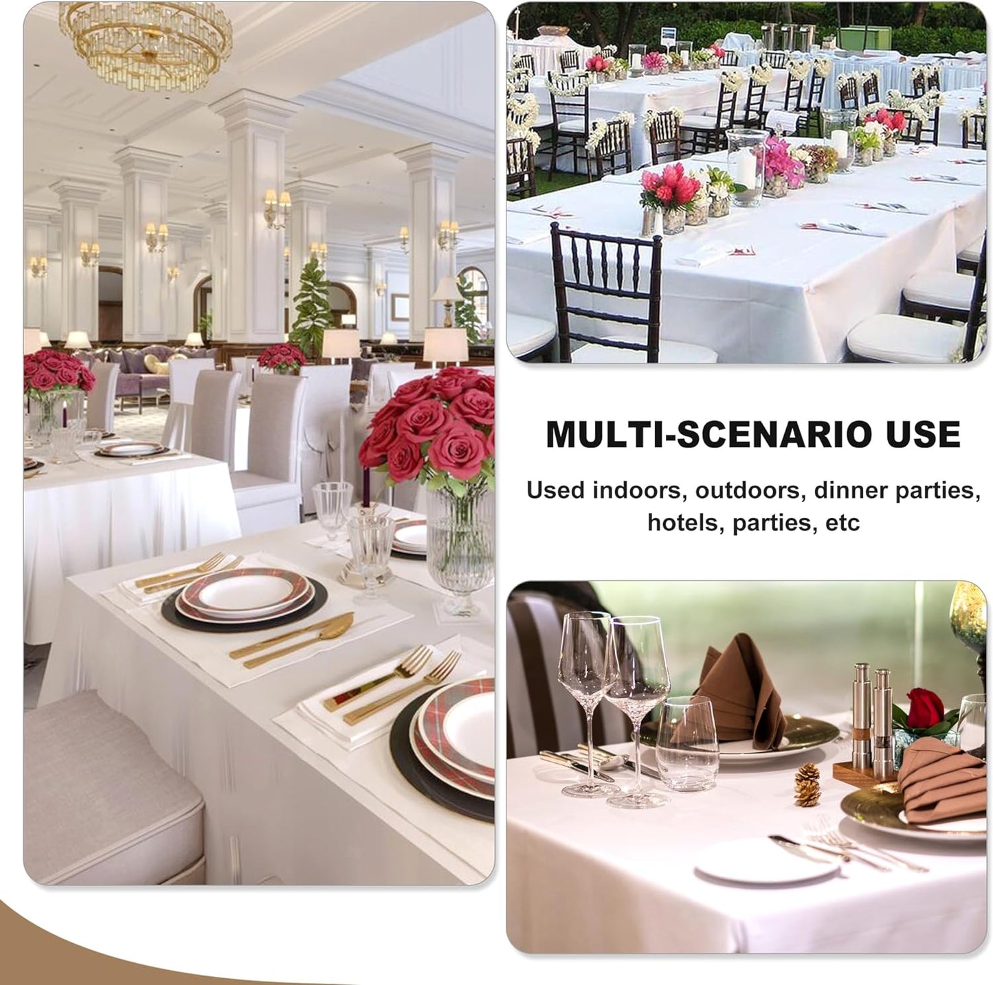 Fitable Black Tablecloths for Rectangle Tables, 6 Pack - 70 x 120 Inches - Reusable and Washable Table Clothes for 6-8 Ft Tables, Polyester Fabric Table Covers for Wedding, Party, Banquet