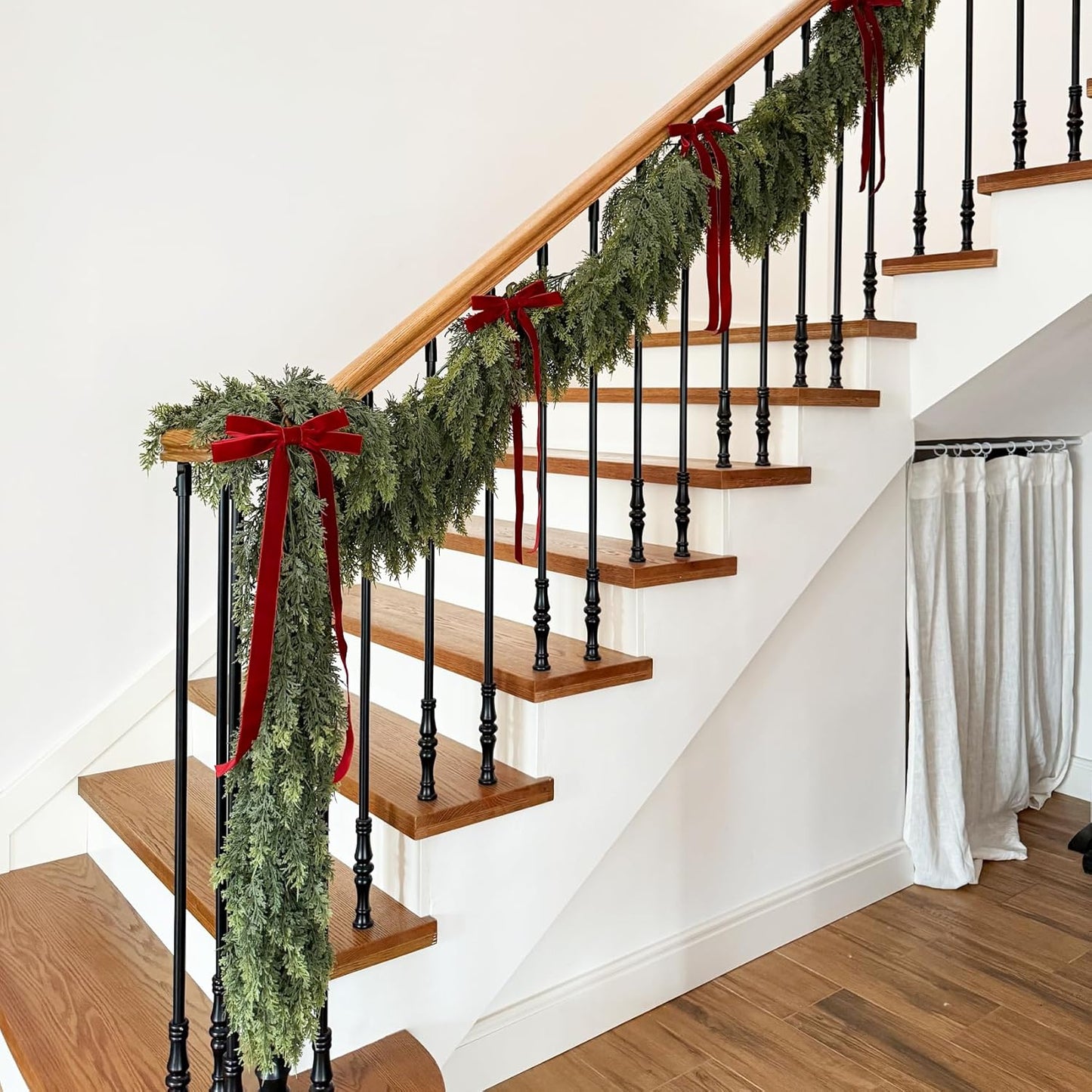 9FT Artificial Cedar Garland for Christmas Decoration - Realistic Winter Greenery Garland for Mantel, Fireplace, Table, Door, Holiday Indoor Outdoor Decor