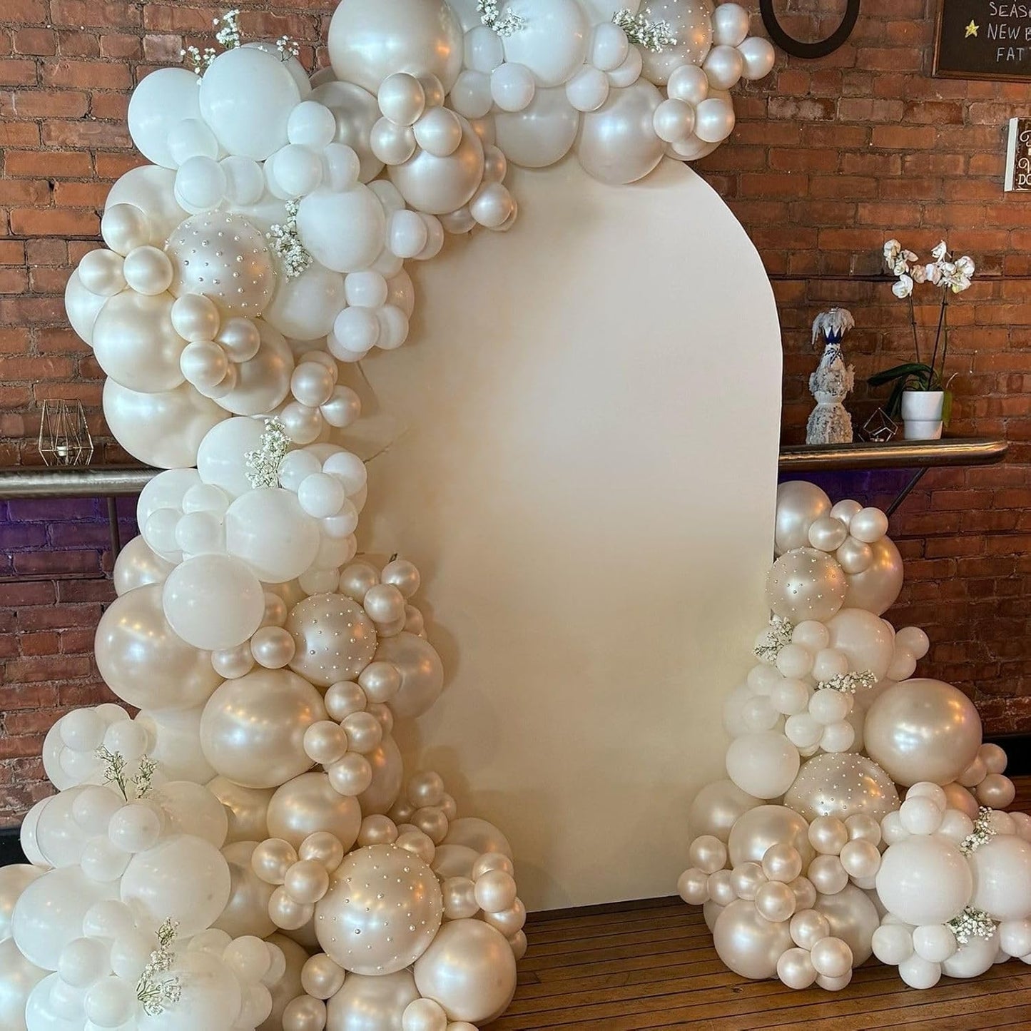 Pearl Balloons, 52 PCS 12 Inch Pearl white Double-Stuffed Balloons, White Pearl Sand White Double-Stuffed Ivory Latex Balloon for Birthday Baby Shower Wedding Bridal Party Decoration