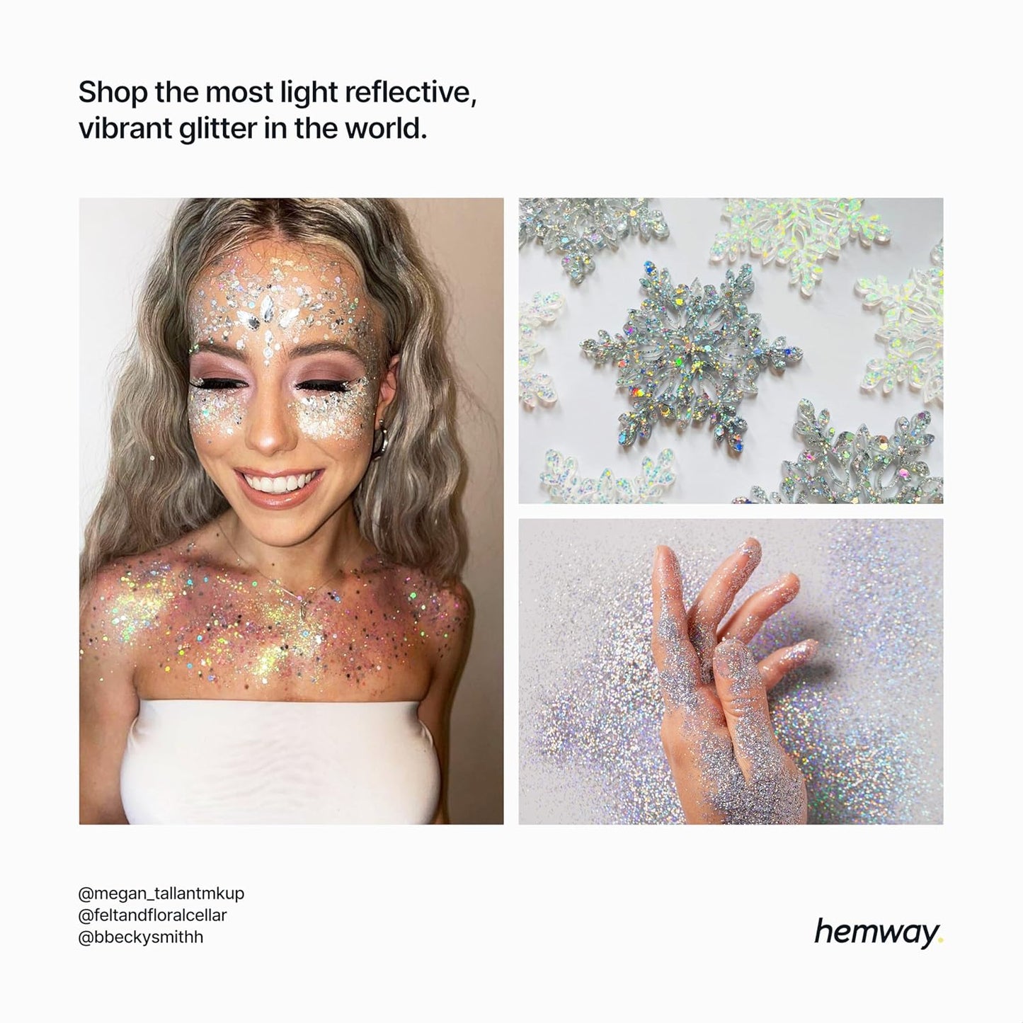 Hemway Eco Friendly Biodegradable Glitter 100g / 3.5oz Bio Cosmetic Safe Sparkle Vegan for Face, Eyeshadow, Body, Hair, Nail and Festival Makeup, Craft - 1/128" 0.008" 0.2mm - Silver